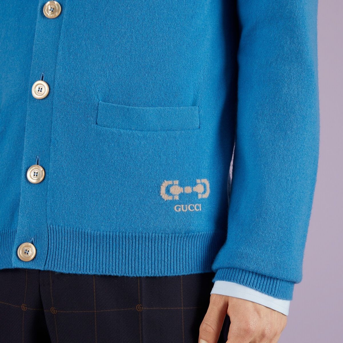 Gucci o1s1wg110225 Knit Cashmere Cardigan Sweater in Blue Size US XL / EU 56 / 4 - 3 Thumbnail