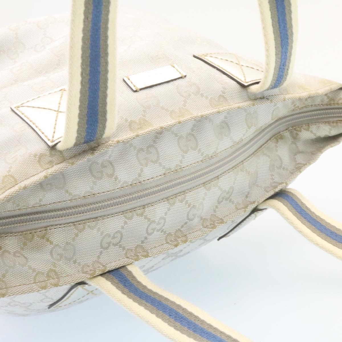 Gucci GUCCI Sherry Line GG Canvas Tote Bag Silver Blue Size ONE SIZE - 7 Thumbnail