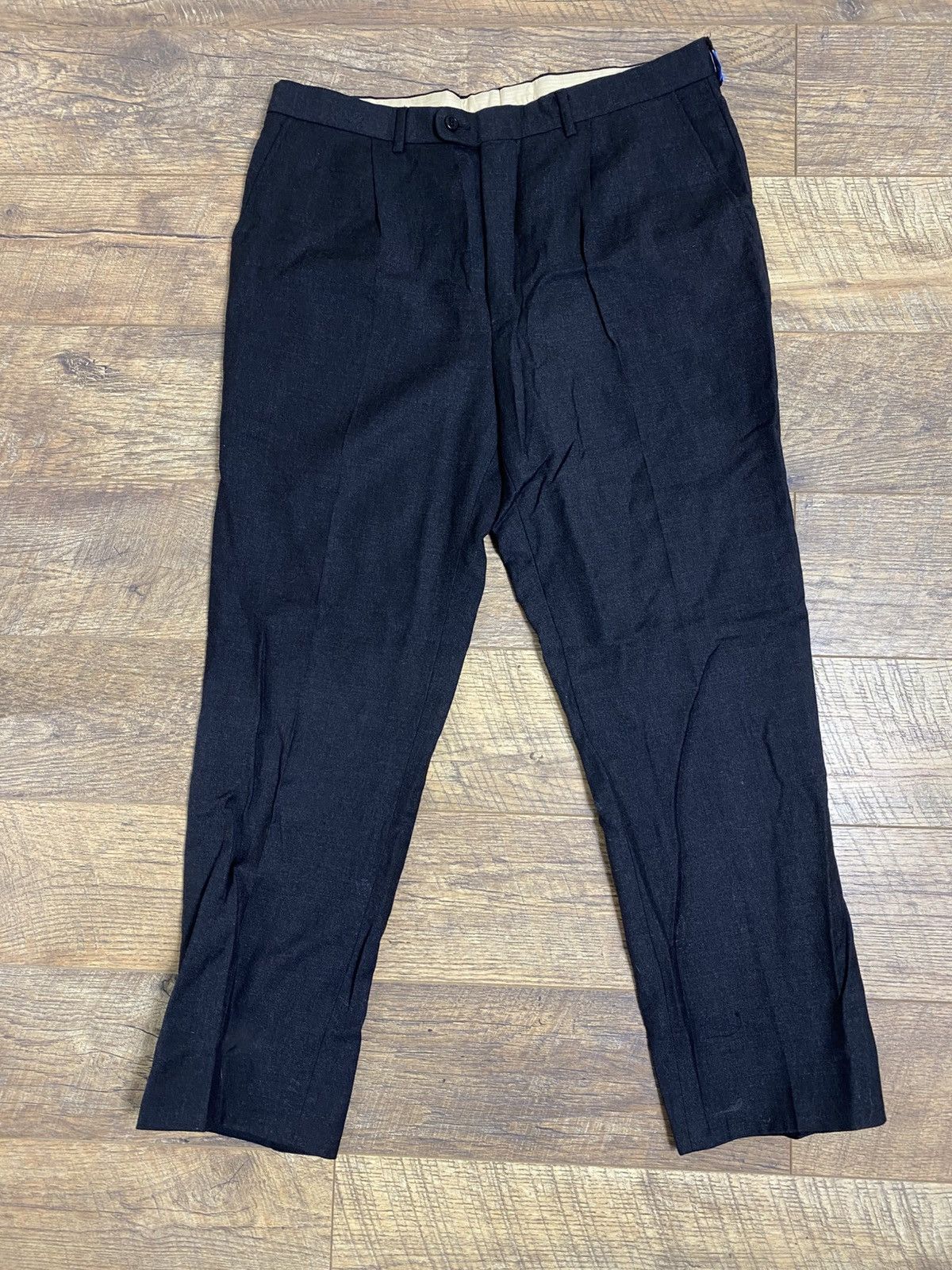 MABITEX Italy Tasmania Wool Pleated Dress Trousers Charcoal
