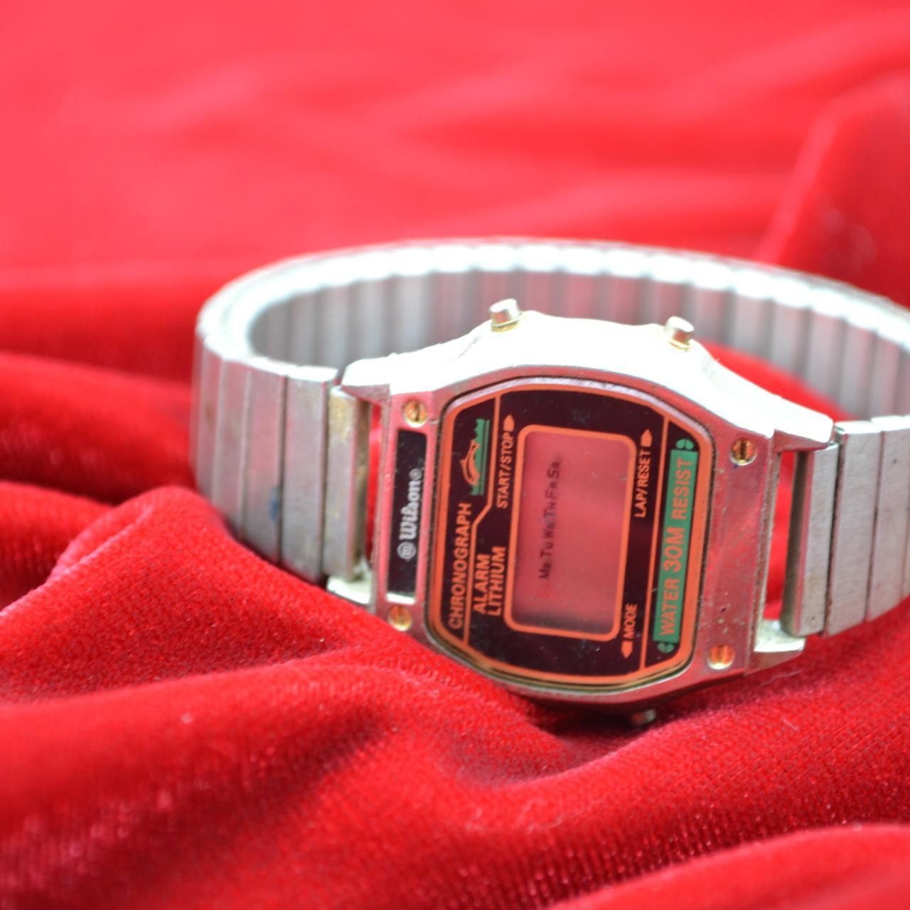 Vintage Wilson Digital Watch WR Alarm Chronograph Rectangular Face Size ONE SIZE - 2 Thumbnail