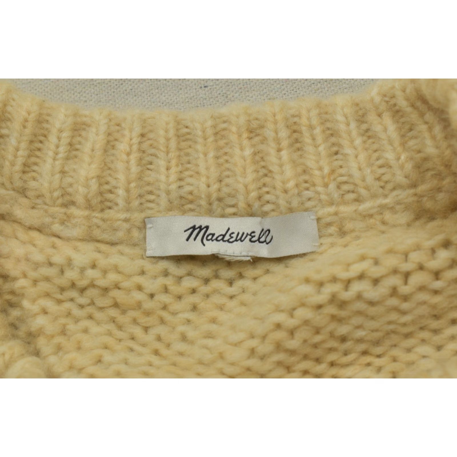 Madewell Madewell Cardigan Sweater Womens M Wool Blend Beige Crew Neck Cable Knit Button Up Size M / US 6-8 / IT 42-44 - 6 Thumbnail