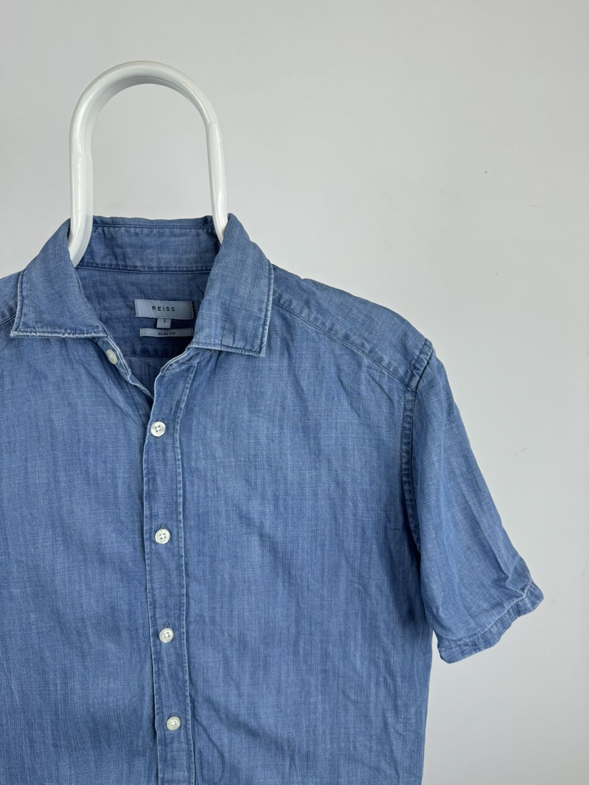 Reiss Reiss Washed Light Blue Shirt Sleeve Shirt Size US S / EU 44-46 / 1 - 2 Thumbnail