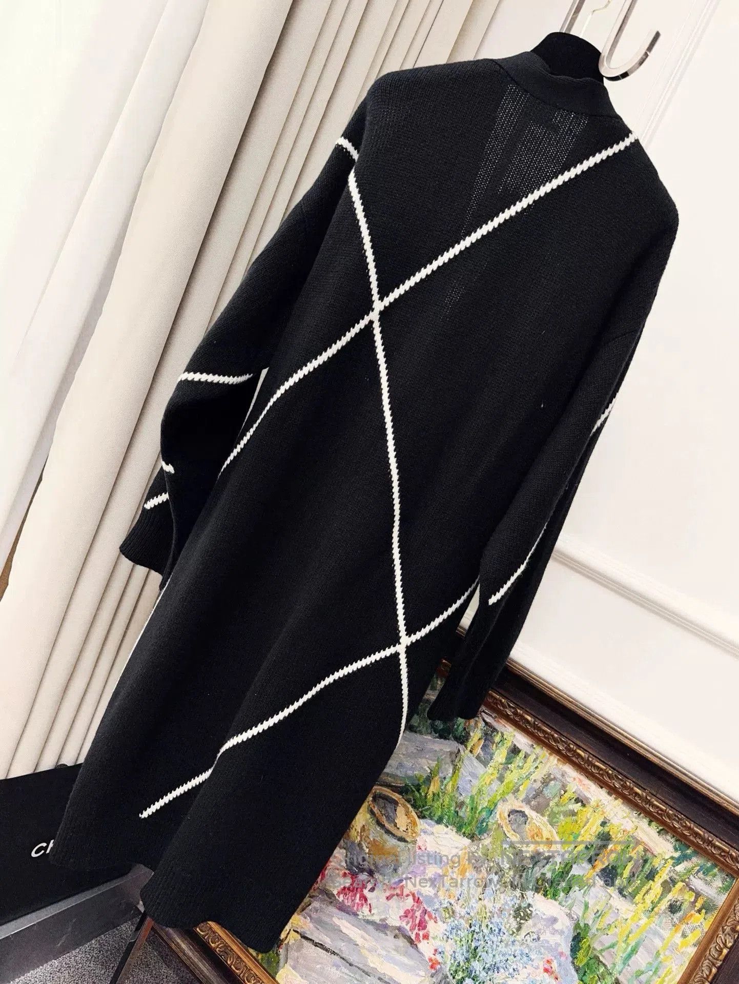 Hermes Hermes Black White Cashmere Cardigan Coat. Size US M / EU 48-50 / 2 - 2 Thumbnail