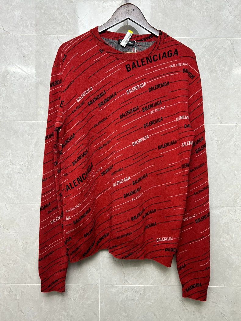 Balenciaga Balenciaga Red knitted full-printed sweater Size US S / EU 44-46 / 1 - 1 Thumbnail