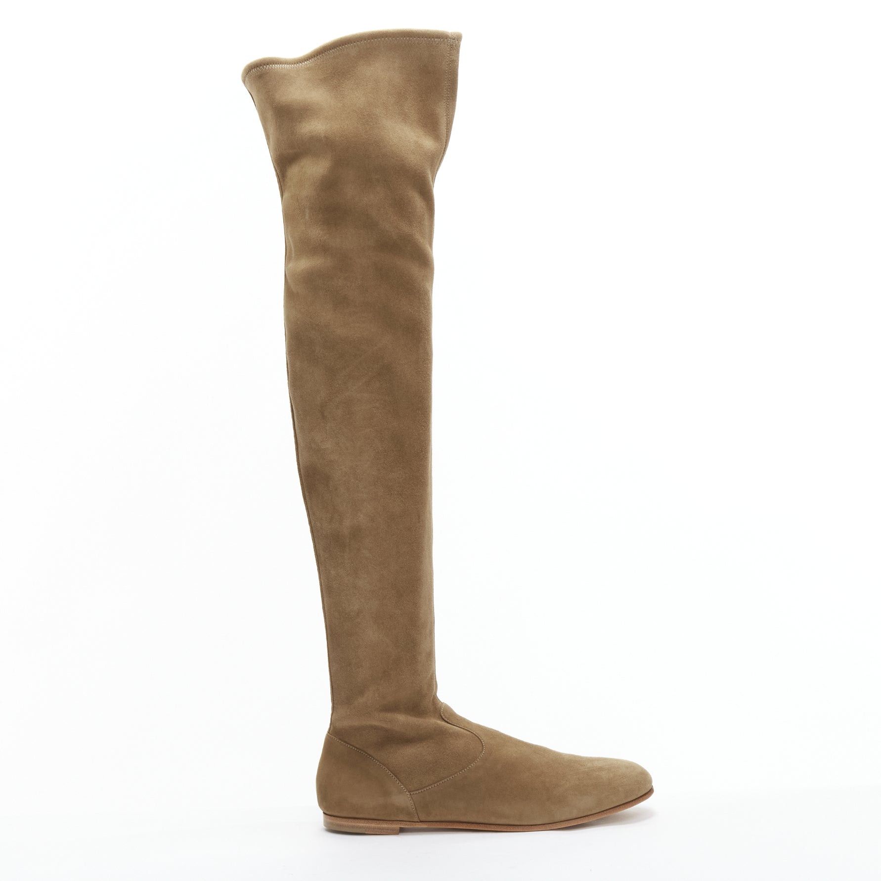 Gianvito Rossi GIANVITO ROSSI Camoscio brown suede flat thigh high boots EU37 Size US 7 / IT 37 - 1 Thumbnail
