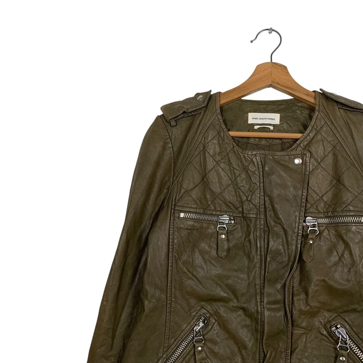 Isabel Marant Etoile Isabel Marant Etoile Olive Green Leather Jacket Size S / US 4 / IT 40 - 6 Thumbnail