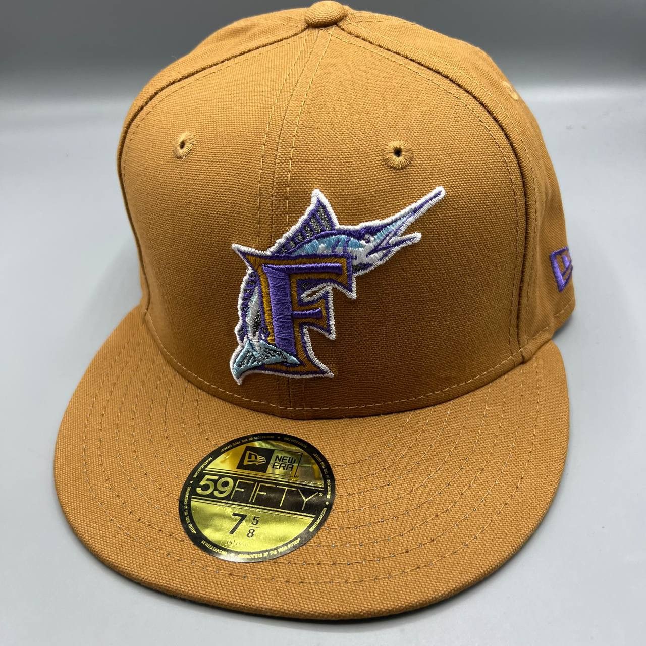 New Era Florida Marlins Hat Men 7 5/8 59Fifty New Era MLB Fitted Cap Size ONE SIZE - 6 Thumbnail