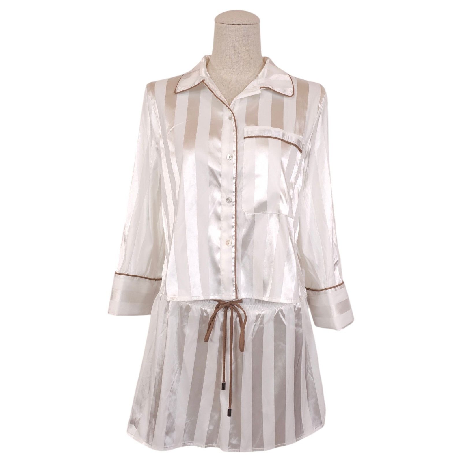 Free People FP Intimately Pajama Set White Satin Sz Small Size ONE SIZE - 1 Thumbnail