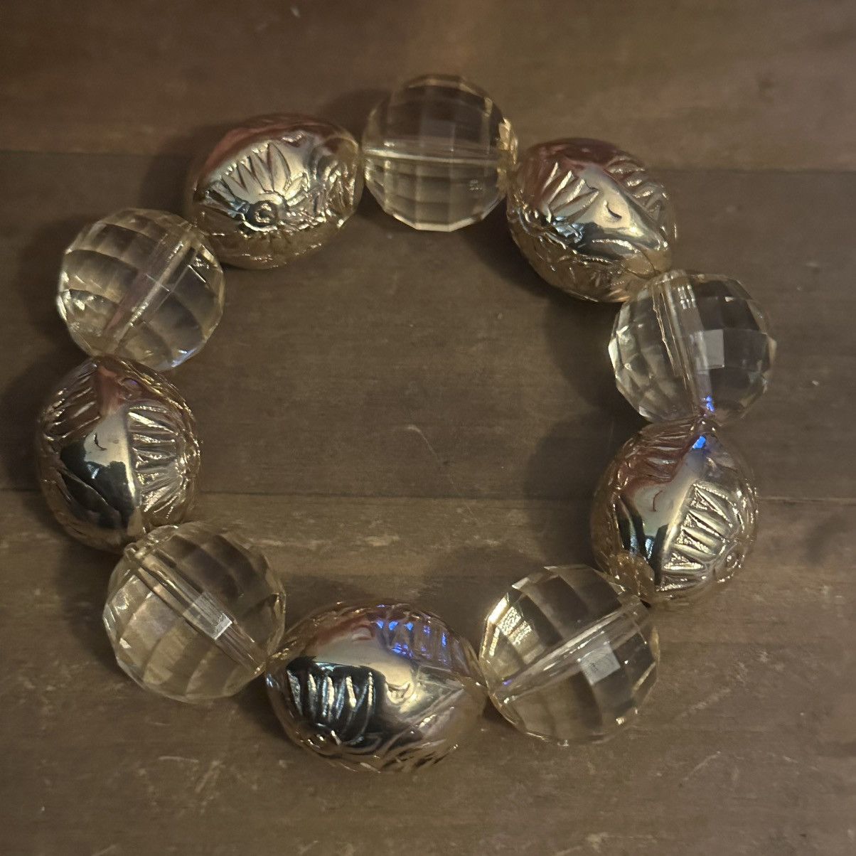 Other Chunky gold and clear bead stretch bracelet Size ONE SIZE - 4 Thumbnail