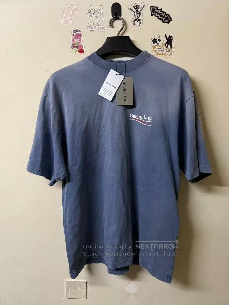 Balenciaga Balenciaga Haze Blue Coke Printed Short Sleeve Size US S / EU 44-46 / 1 - 1 Thumbnail
