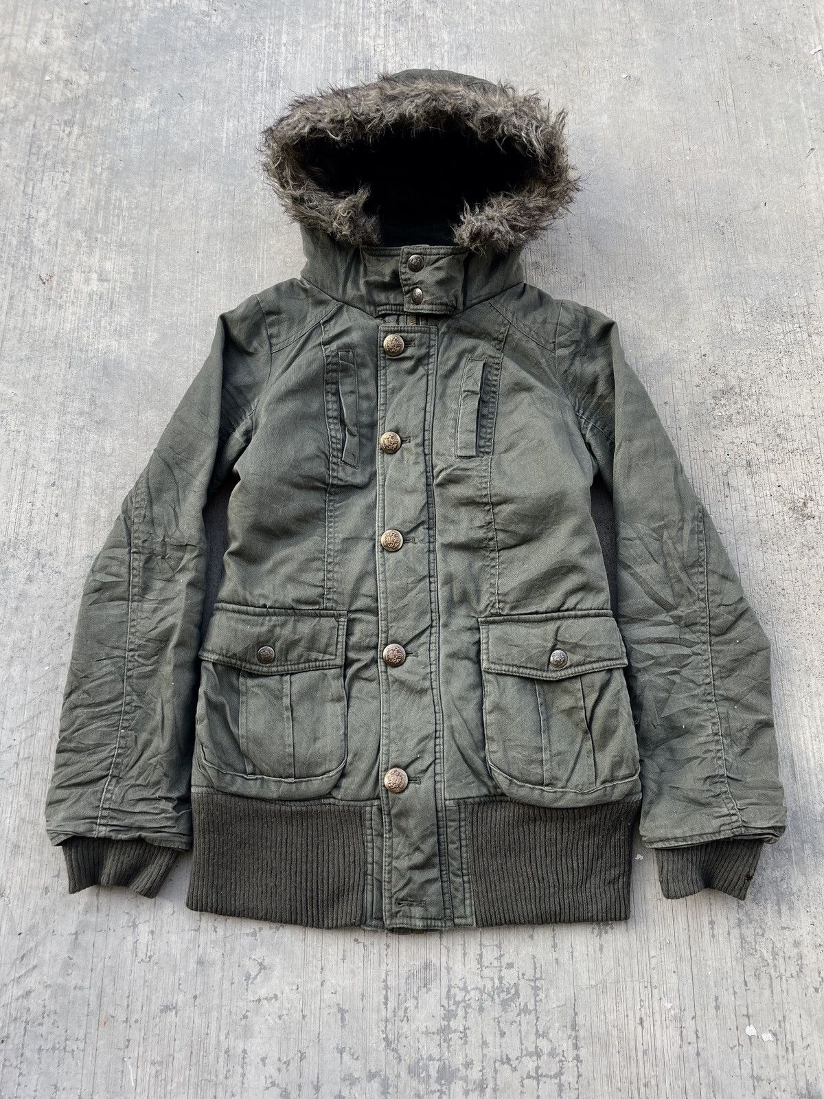 Japanese Brand 2000s JAPANESE BRAND CLUMZY FUR MILITARY BONDAGE BONO JACKET Size US S / EU 44-46 / 1 - 2 Thumbnail