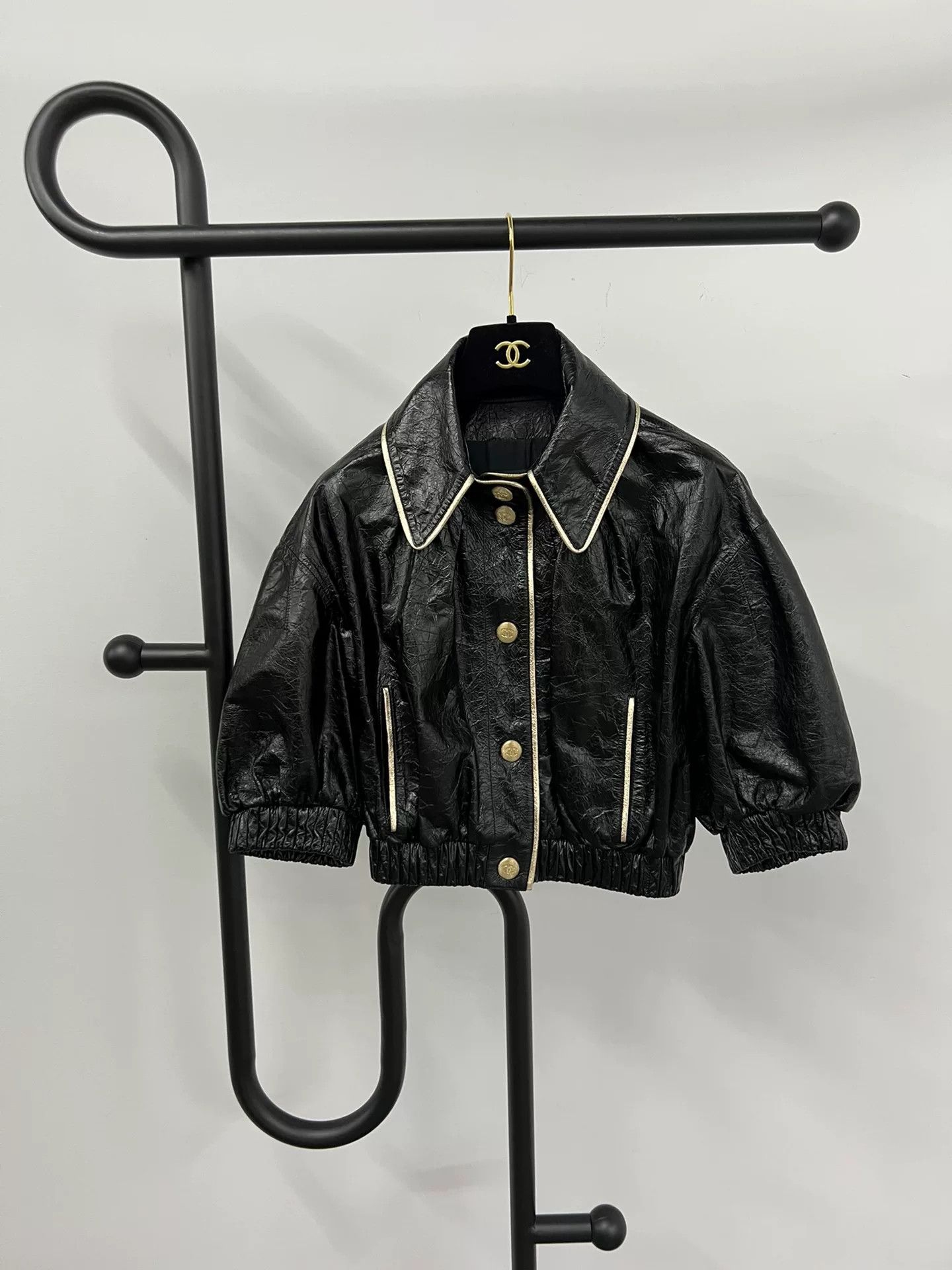 Chanel Chanel Black Mid-Sleeve Leather Jacket Size US M / EU 48-50 / 2 - 1 Thumbnail
