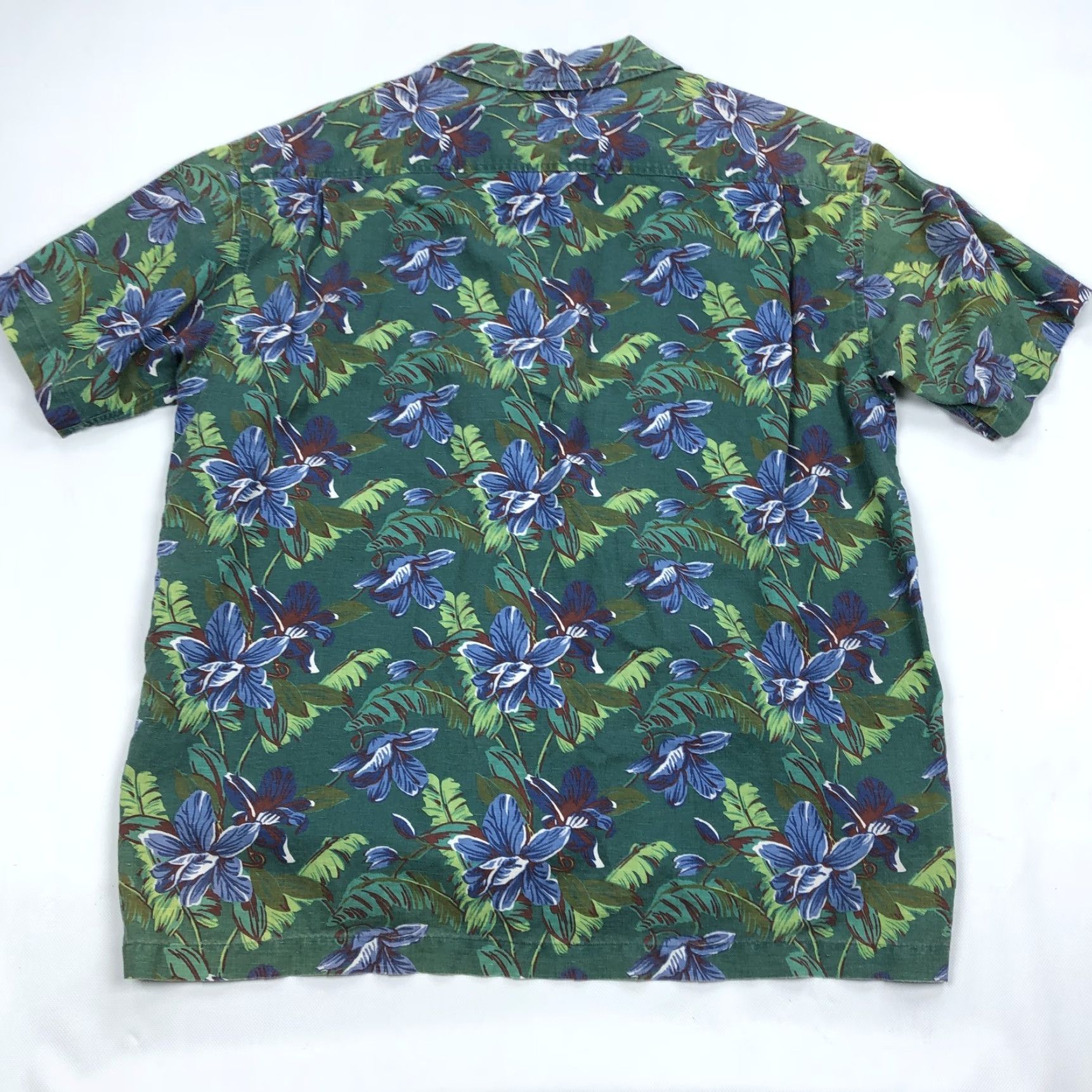 Gap GAP Men's L Hawaiian Shirt Green Blue Floral Linen Blend Tropical Loop Collar Shirt Casual Button-Down Mens Size US L / EU 52-54 / 3 - 7 Thumbnail