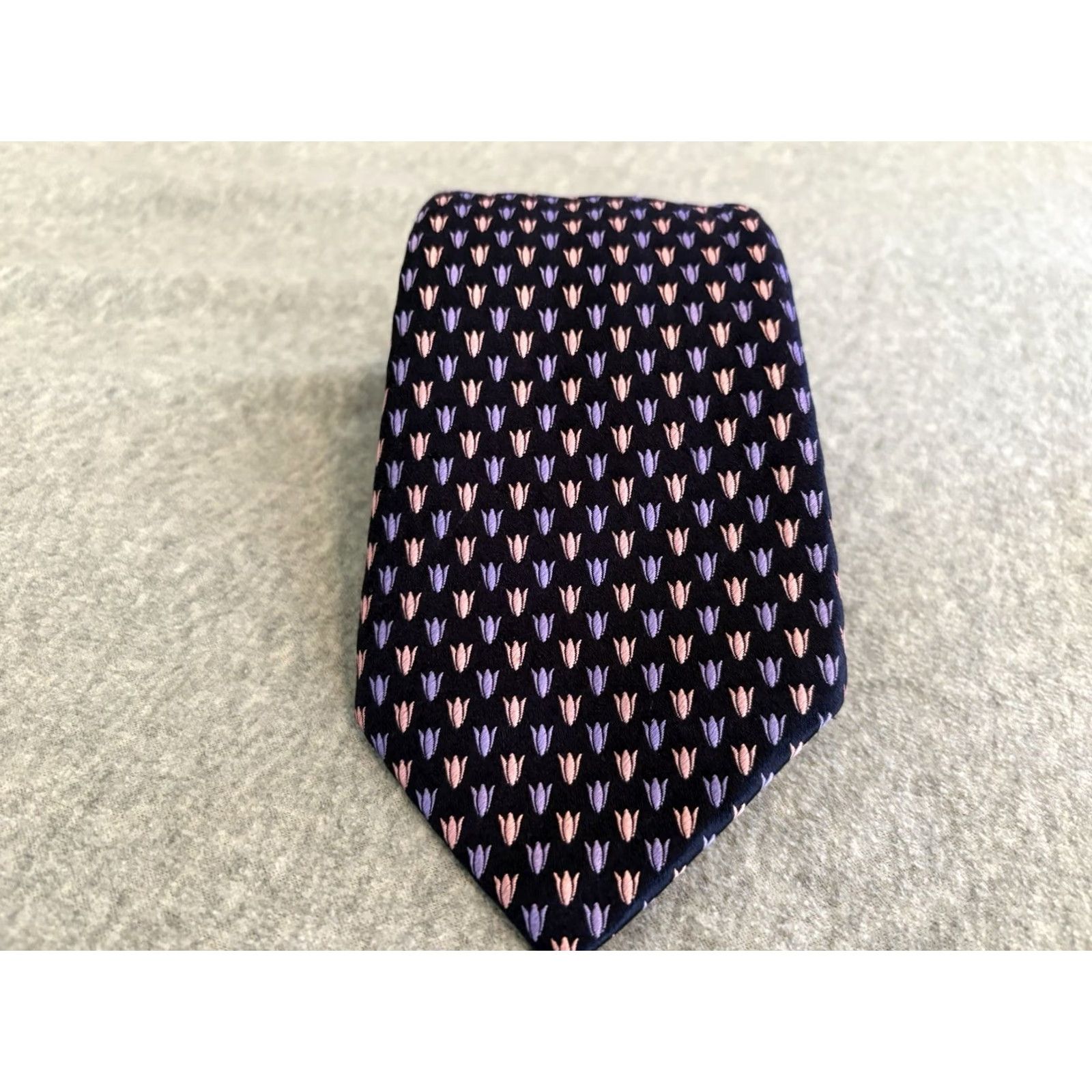 Pinko Thomas Pink Silk Tie Purple Floral Men 57-60in Silk Purple Floral Tie France 59in Size ONE SIZE - 2 Thumbnail