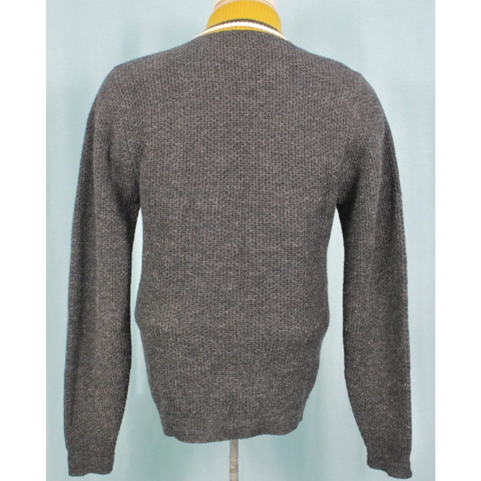 Vintage VTG Sportswear Cardigan 60s Grey Yellow Size 38 1960s Wool Blend Men Mens Size US L / EU 52-54 / 3 - 2 Thumbnail