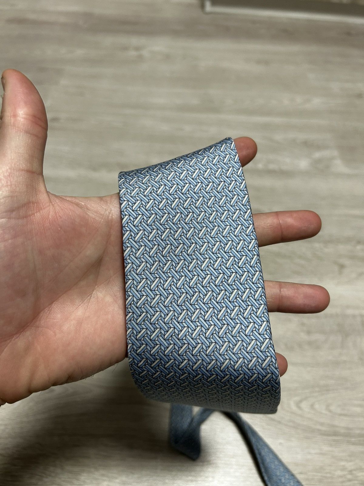 Hermes Authentic HERMES Paris 100% Silk Necktie Navy Blue Size ONE SIZE - 7 Thumbnail