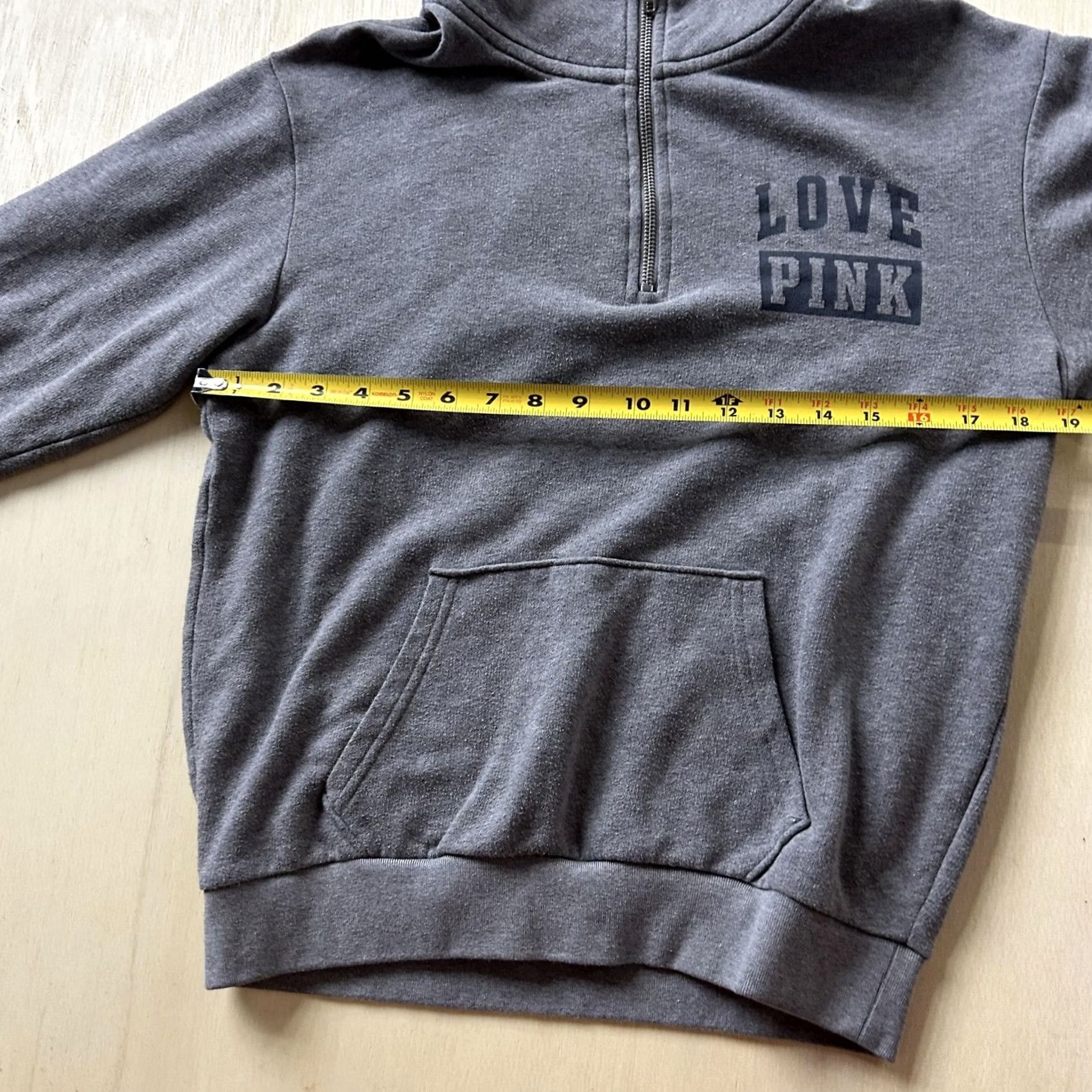 Pinko PINK Sweatshirt Womens XS Gray 1/4 Zip Pullover Love PINK Mock Neck Raglan Sleeve Kangaroo Pocket Casual Pullover Shirt Size XS / US 0-2 / IT 36-38 - 7 Thumbnail