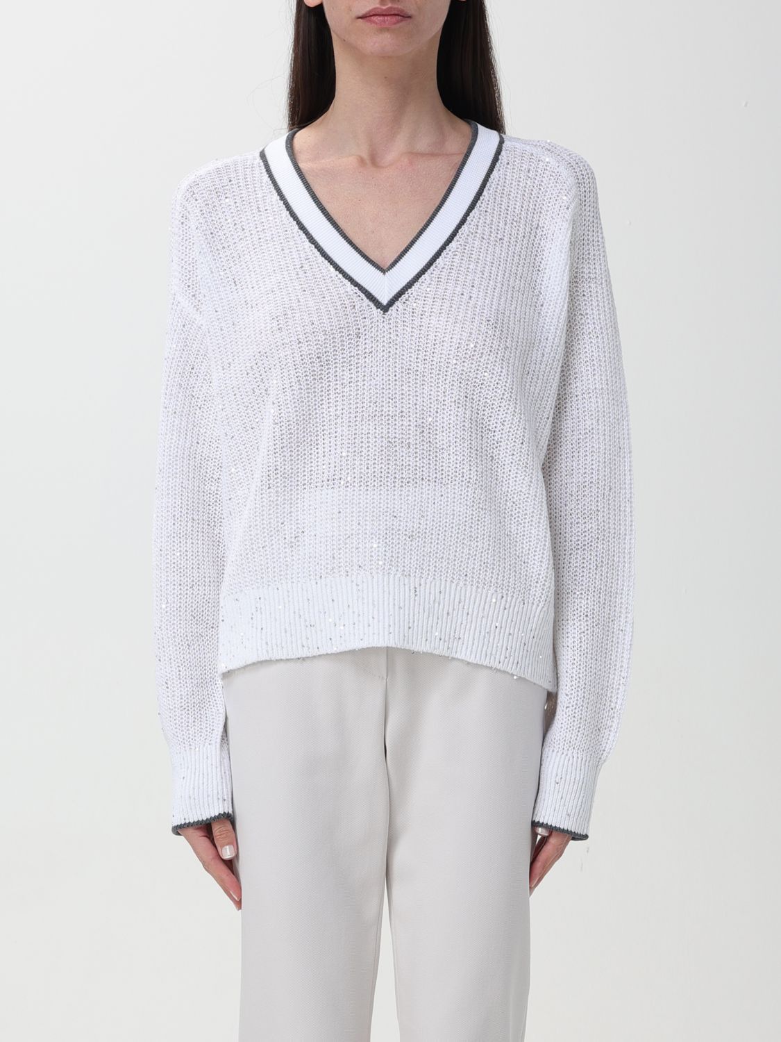 image of Brunello Cucinelli Sweater Woman White, Women's (Size Medium)