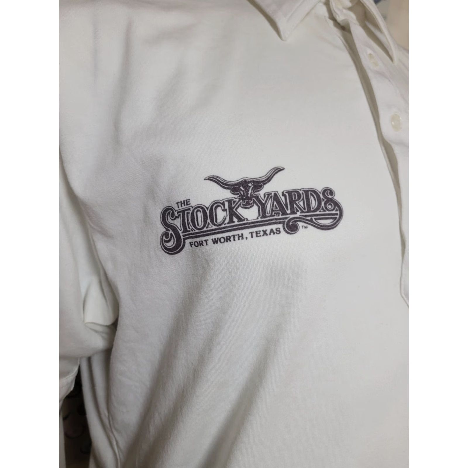 Vintage VINTAGE Pro Celebrity Polo Shirt XL White Cotton Blend Men Rugby 80s Fort Worth Stockyards Nice, Short Sleeve, Collared Size US XL / EU 56 / 4 - 2 Thumbnail