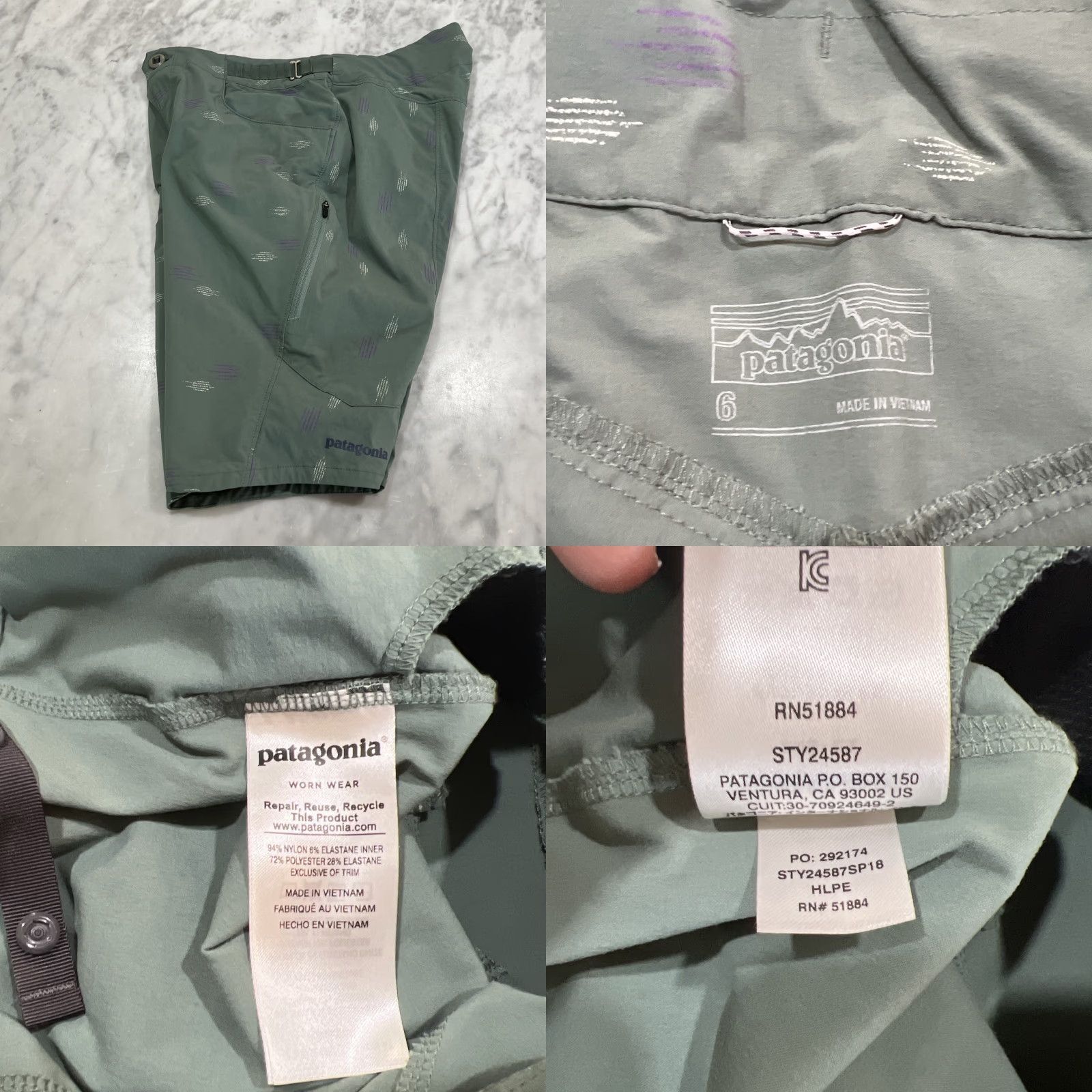 Patagonia Patagonia Women's Bermuda Shorts 6 Green Geometric Pockets Stretch Adjustable Size 28" / US 6 / IT 42 - 8 Thumbnail