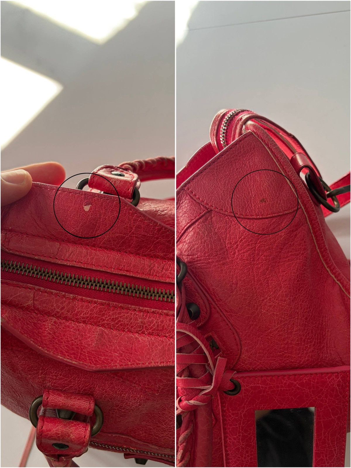 Balenciaga 2012 BALENCIAGA Rose Jaipur Lambskin Leather Motorcycle City Size ONE SIZE - 12 Thumbnail