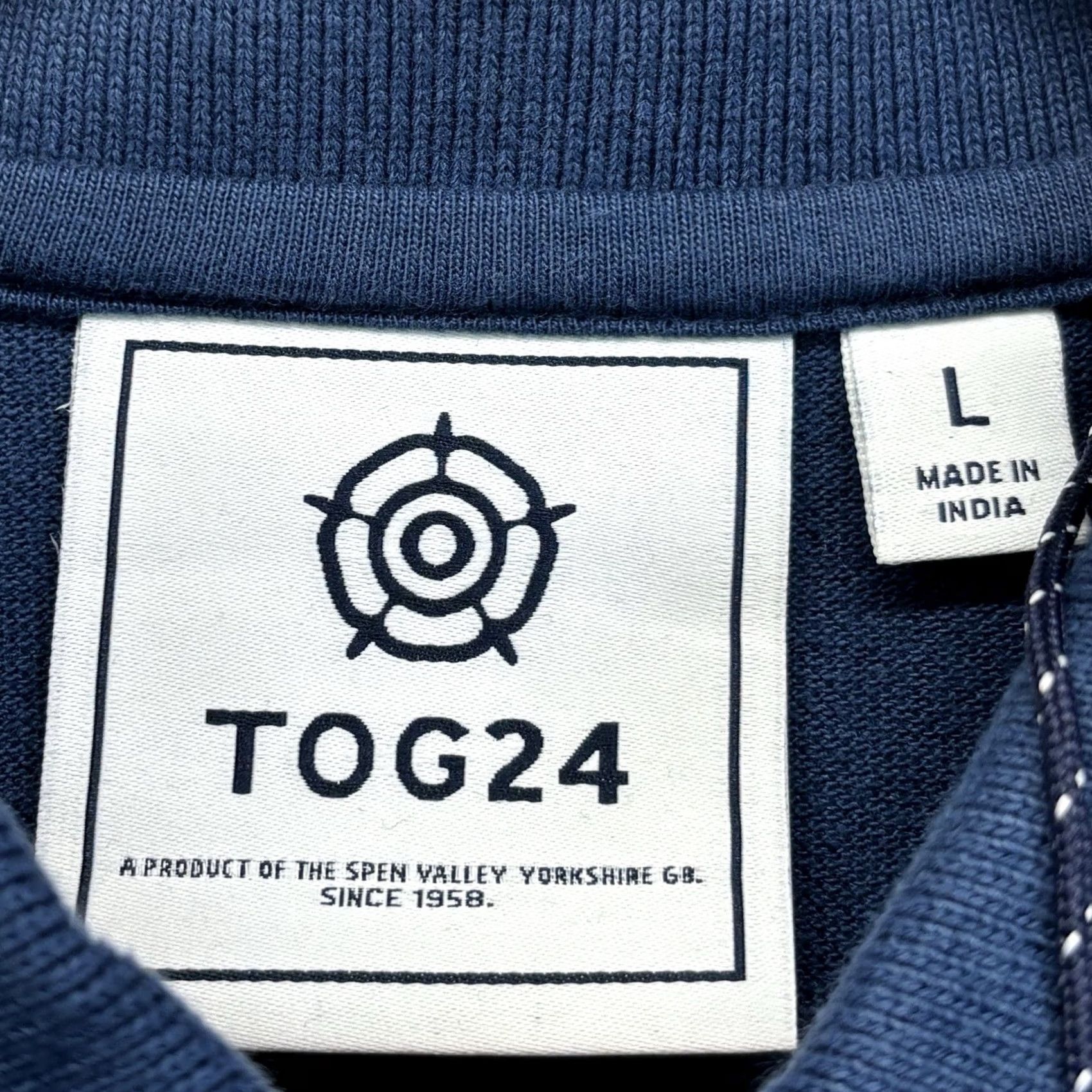 Vintage TOG24 Percy Polo Shirt Denim Blue Mens L Polo Short Sleeve Collared Pullover Casual Travel Cotton Denim Size US L / EU 52-54 / 3 - 5 Thumbnail