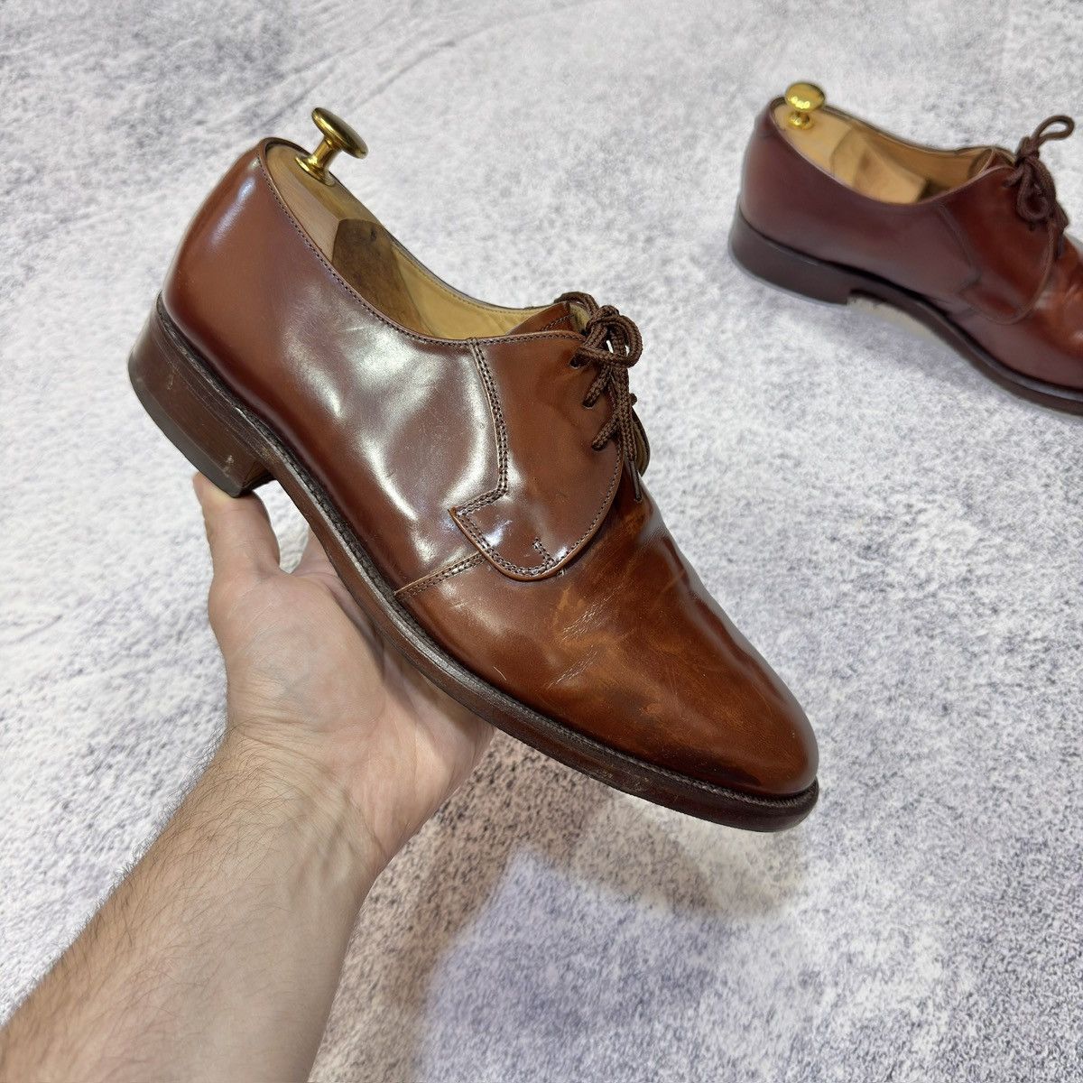 Barker Barker England Handmade Mens Brown Leather Derbies US9.5 Size US 9.5 / EU 42-43 - 4 Thumbnail