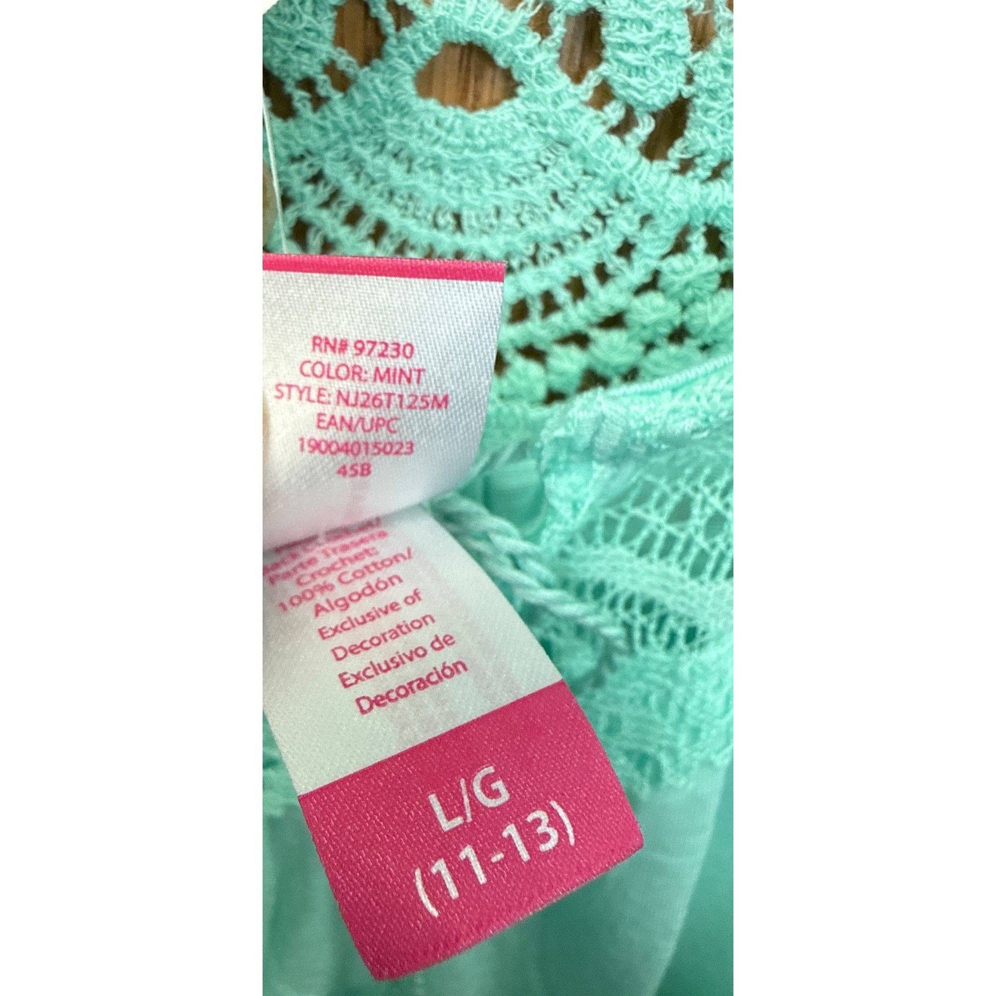 Other Womens Mint Green Crochet Lace Boho Top With Tassel Tie LG 1 Size L / US 10 / IT 46 - 8 Thumbnail