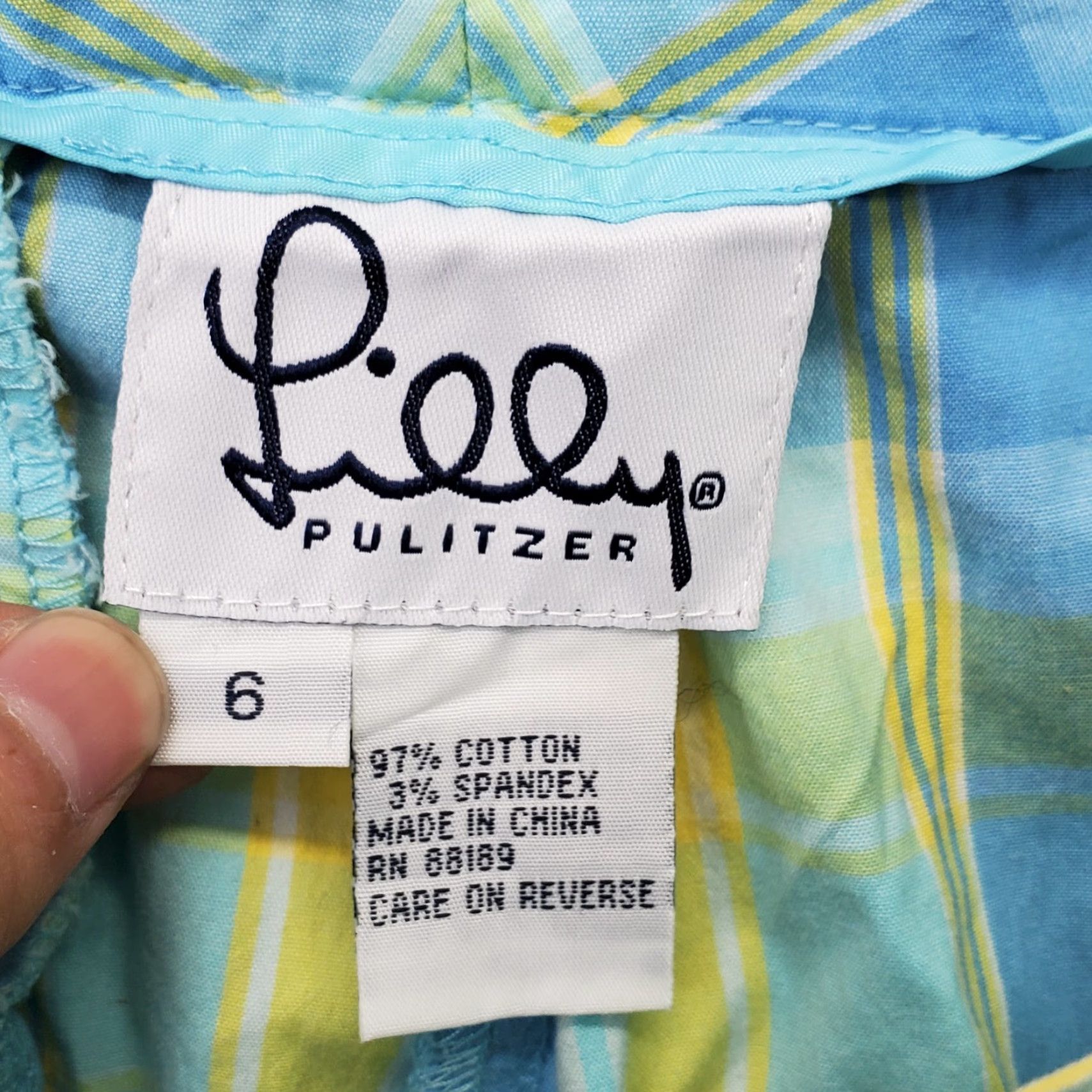 Lilly Pulitzer Lilly Pulitzer Womens Size 6 Multi Plaid Cargo Pants Spring Resort High Waisted Casual Knit Cotton Pockets Cargo Mens? Size 28" / US 6 / IT 42 - 7 Thumbnail