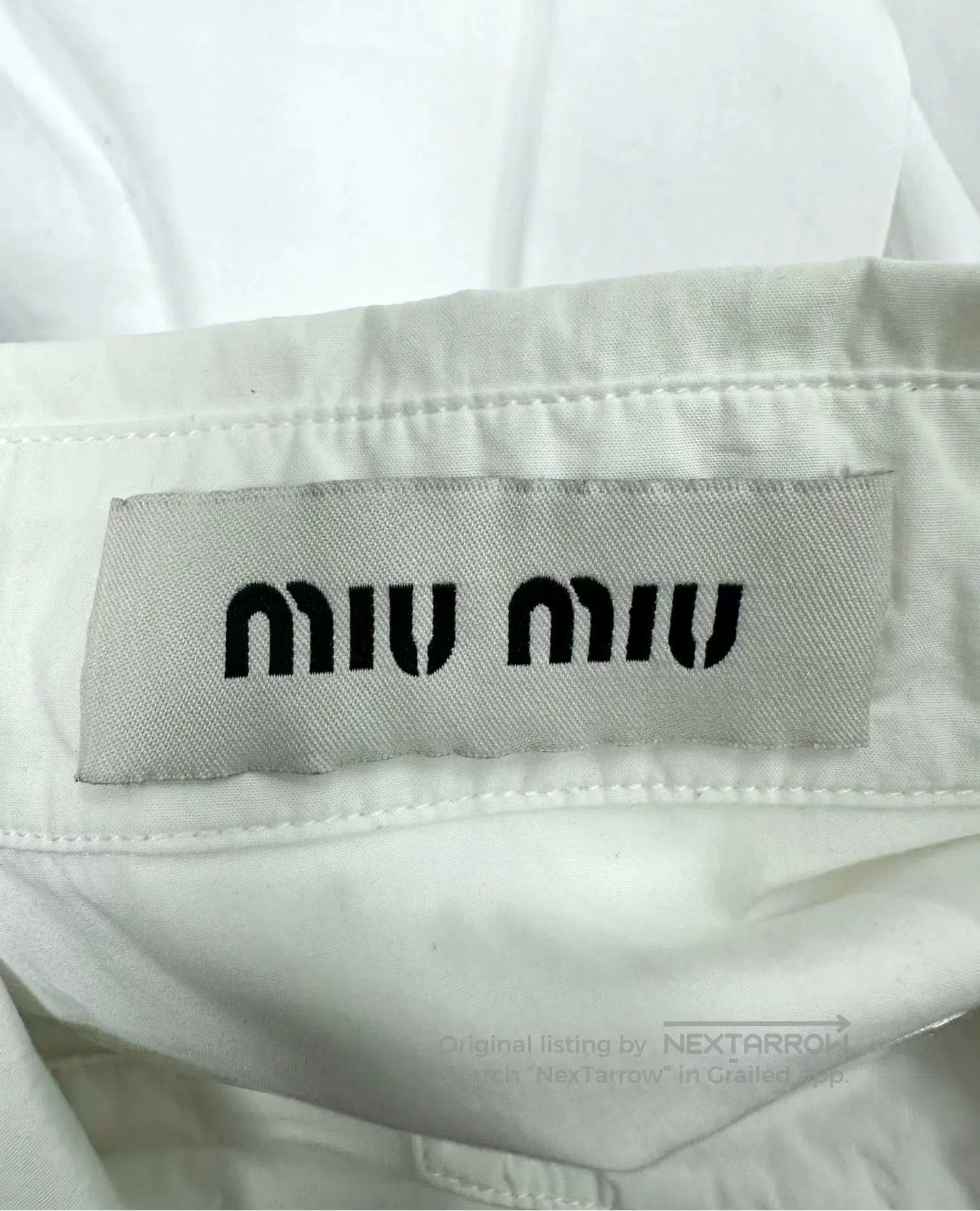 Miu Miu Miu Miu White Embroidery Letter Logo Long Sleeve Shirt| Size XS / US 0-2 / IT 36-38 - 3 Thumbnail