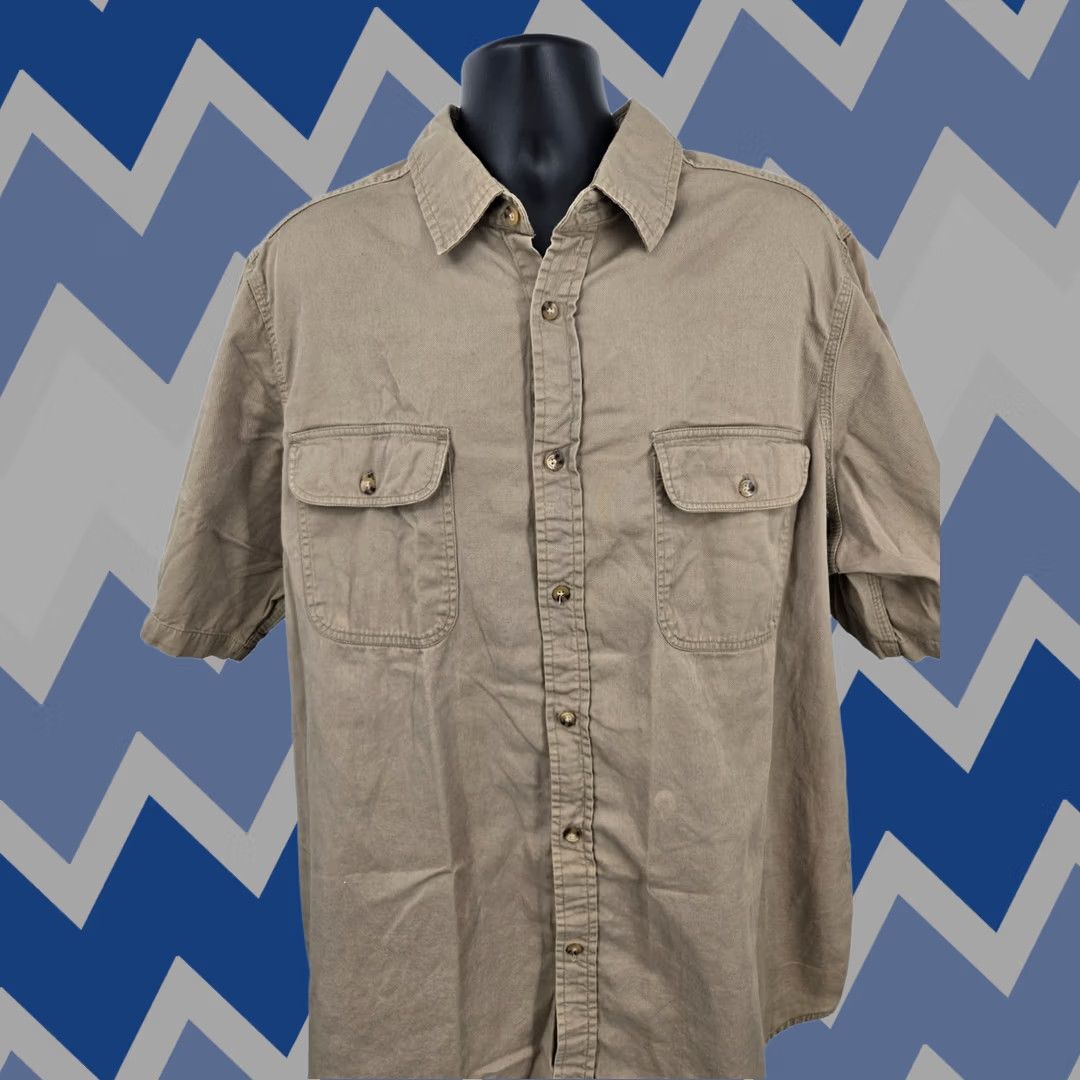 Vintage Boulder Creek Shirt 2XLT Beige Cotton Polyester Canvas Button-Up Button Up Mens | 2XLT Tall | Beige | Casual Workwear Outdoors Outdoors? Size US XXL / EU 58 / 5 - 1 Thumbnail