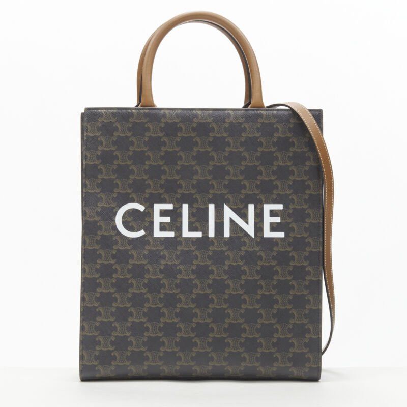 Celine CELINE Hedi Slimane Triomphe Canvas brown monogram Vertical Cabas tote bag Size ONE SIZE - 1 Thumbnail