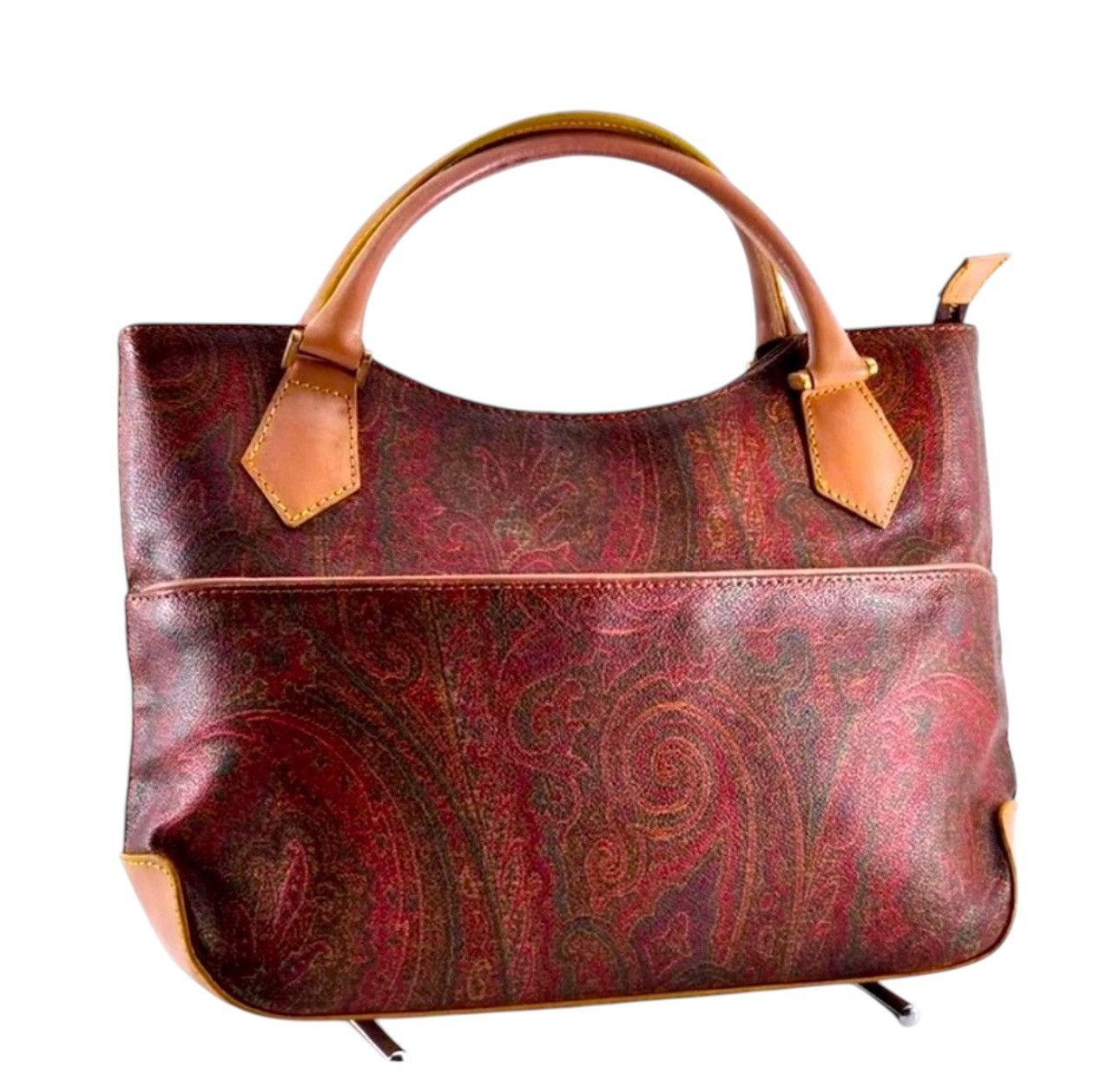Etro ETRO Paisley Hand Bag PVC Leather Wine Red Brown Charm Size ONE SIZE - 2 Thumbnail