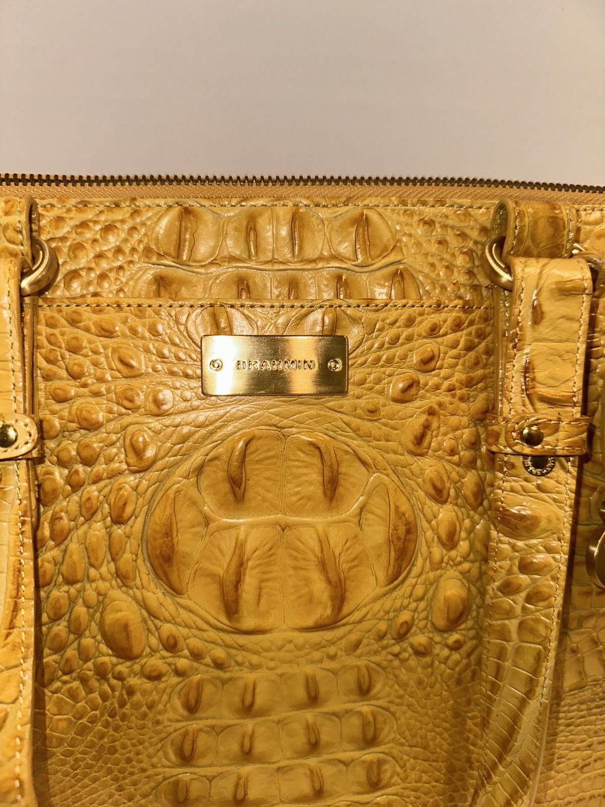 BRAHMIN Brahmin Anywhere Tote – Mustard Leather Tote NWT $325 MSRP Size ONE SIZE - 12 Thumbnail