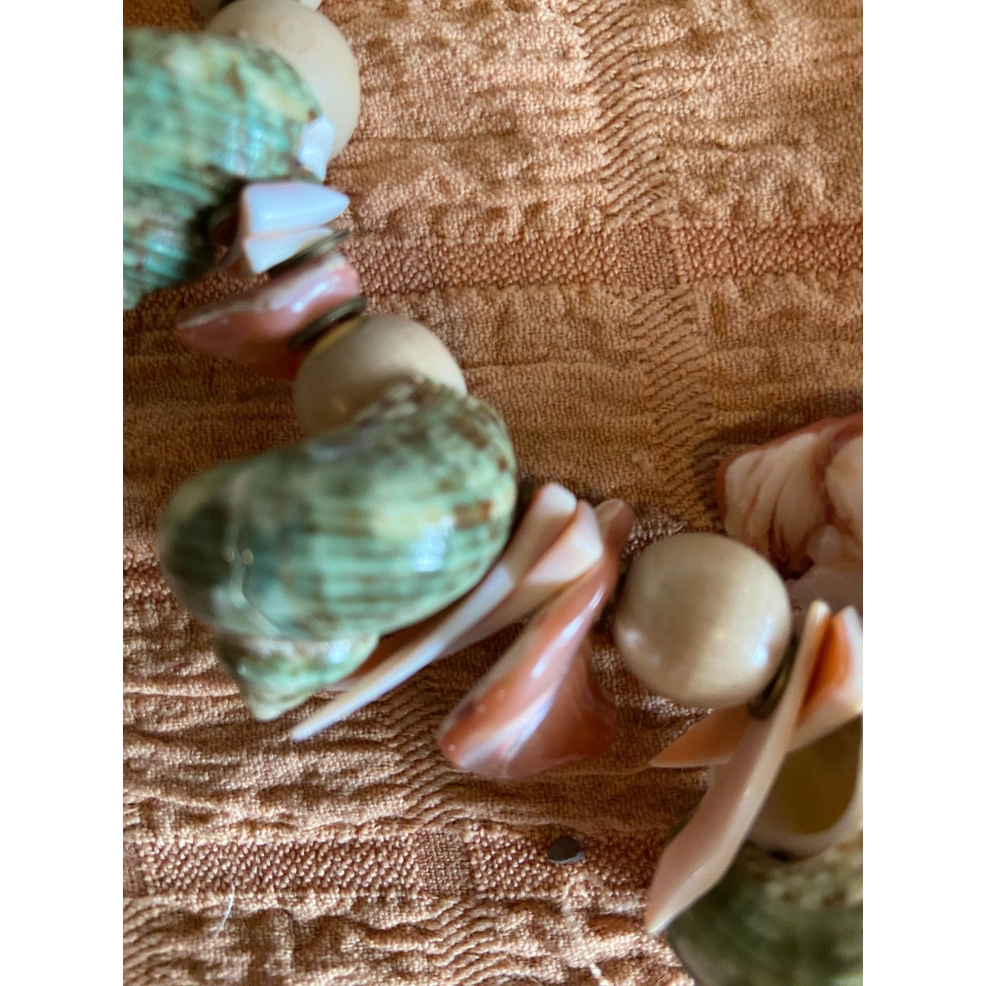 Other Wood Beads & Shell Necklace. 16" Long , 5/8" Beads 1.5" Larg Size ONE SIZE - 10 Thumbnail
