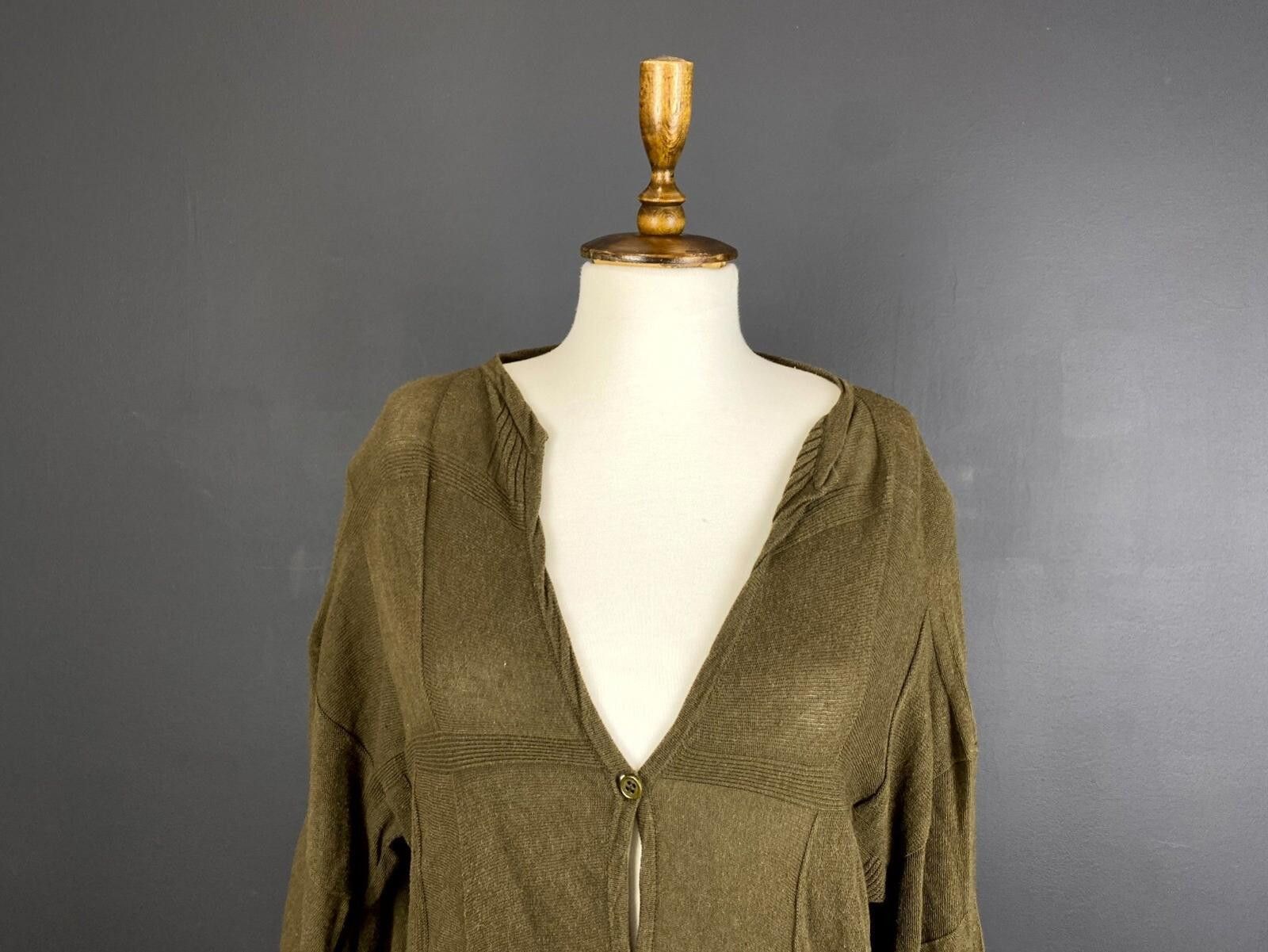 Oscar De La Renta OSKA Khaki Wool Knit Long Sleeve Lagenlook Dress Size 2 Size XS / US 0-2 / IT 36-38 - 2 Thumbnail
