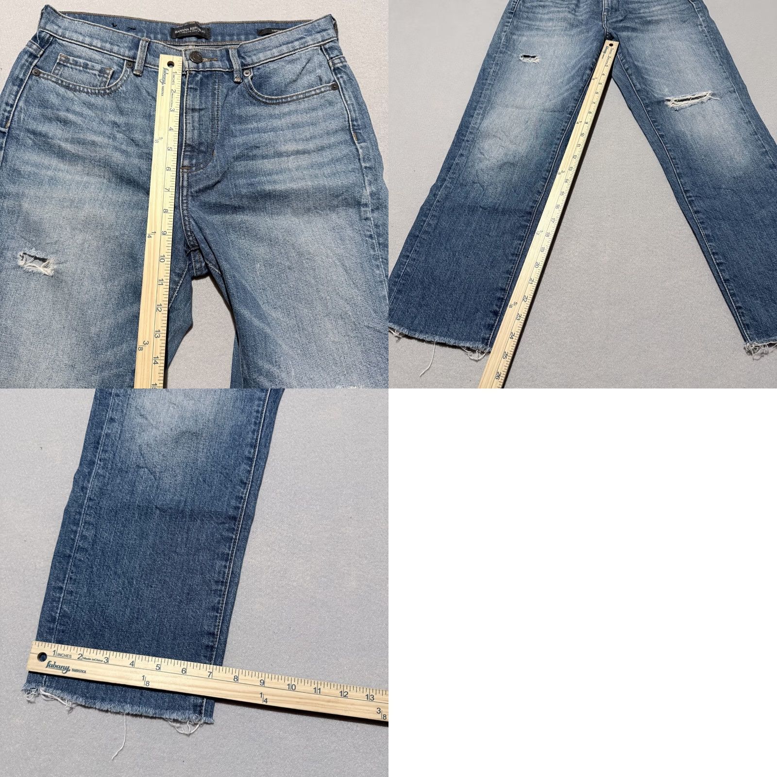 Banana Republic VINTAGE Banana Republic Jeans Women's Blue Denim Frayed Distressed Straight - 27 Size 27" / US 4 / IT 40 - 9 Thumbnail