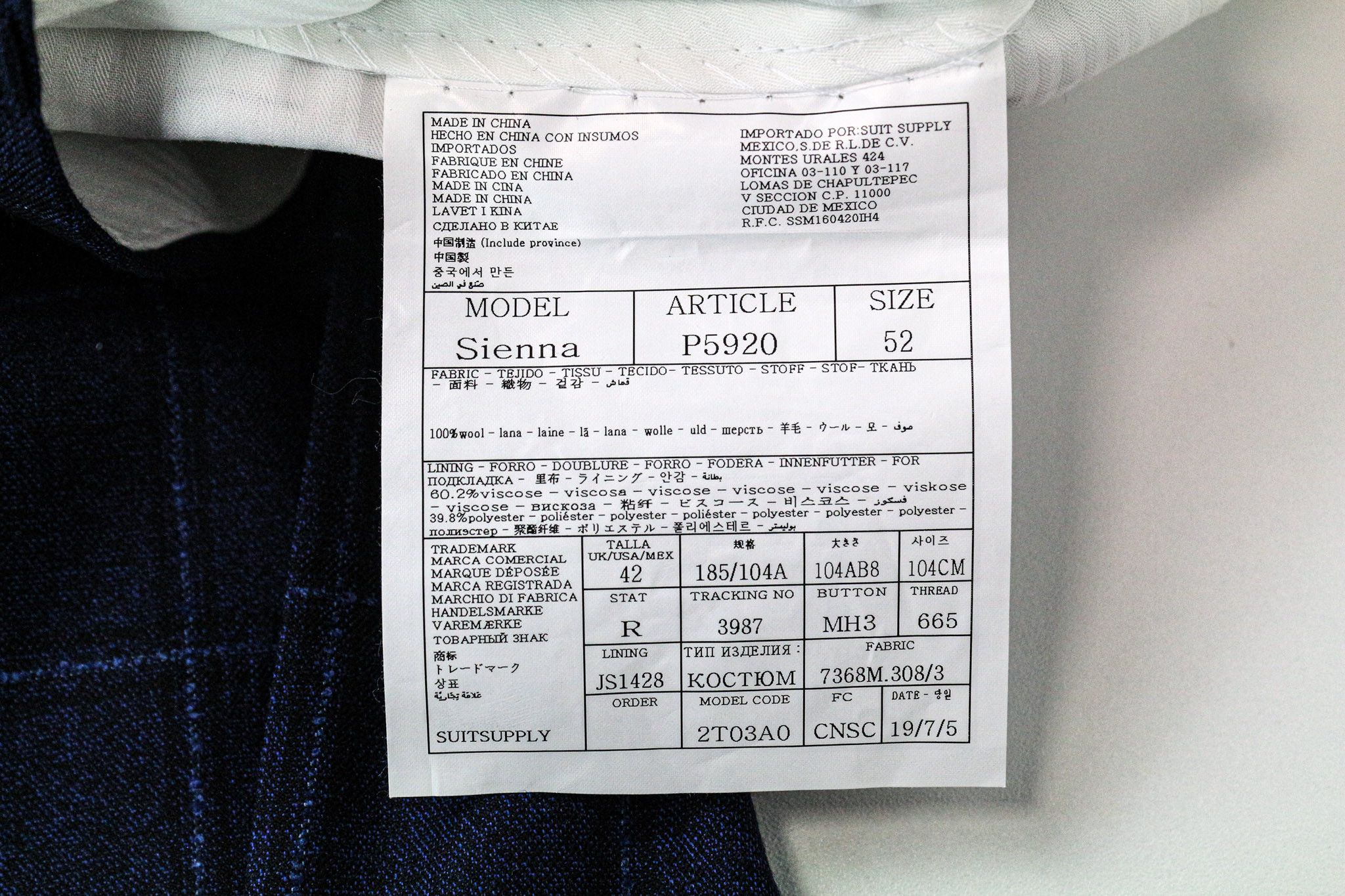 Suitsupply SIENNA UK42R Blue Checked Wool Trousers 74798 Size US 36 / EU 52 - 5 Thumbnail