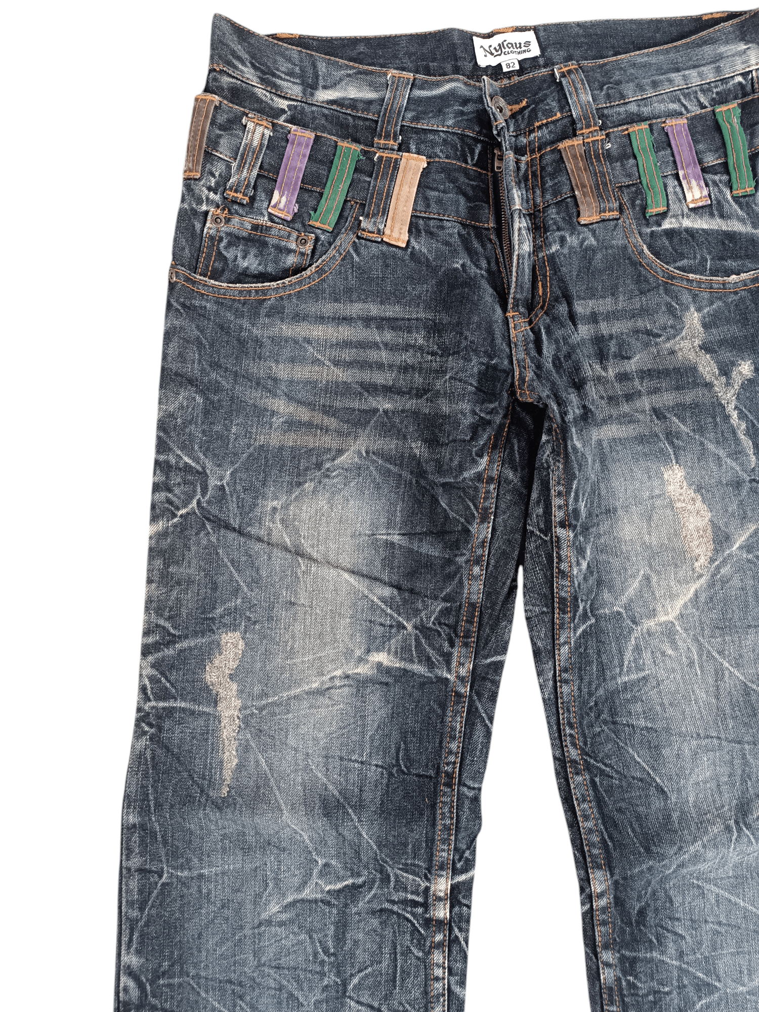 Japanese Brand 💥VINTAGE NYLAUS JEANS DOUBLE WAIST DESIGN RARE Size US 30 / EU 46 - 12 Thumbnail