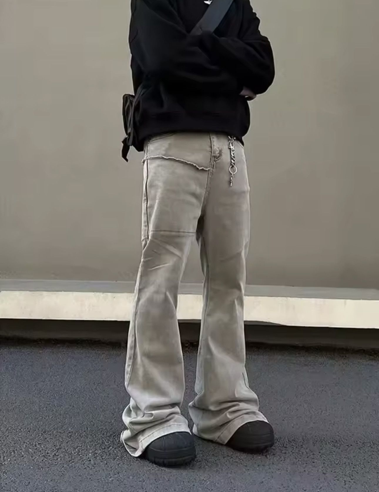 Denime × Jean Kanye Cyber Y2K Fashion Baggy Stacked Flare Jeans Size US 29 - 1 Thumbnail