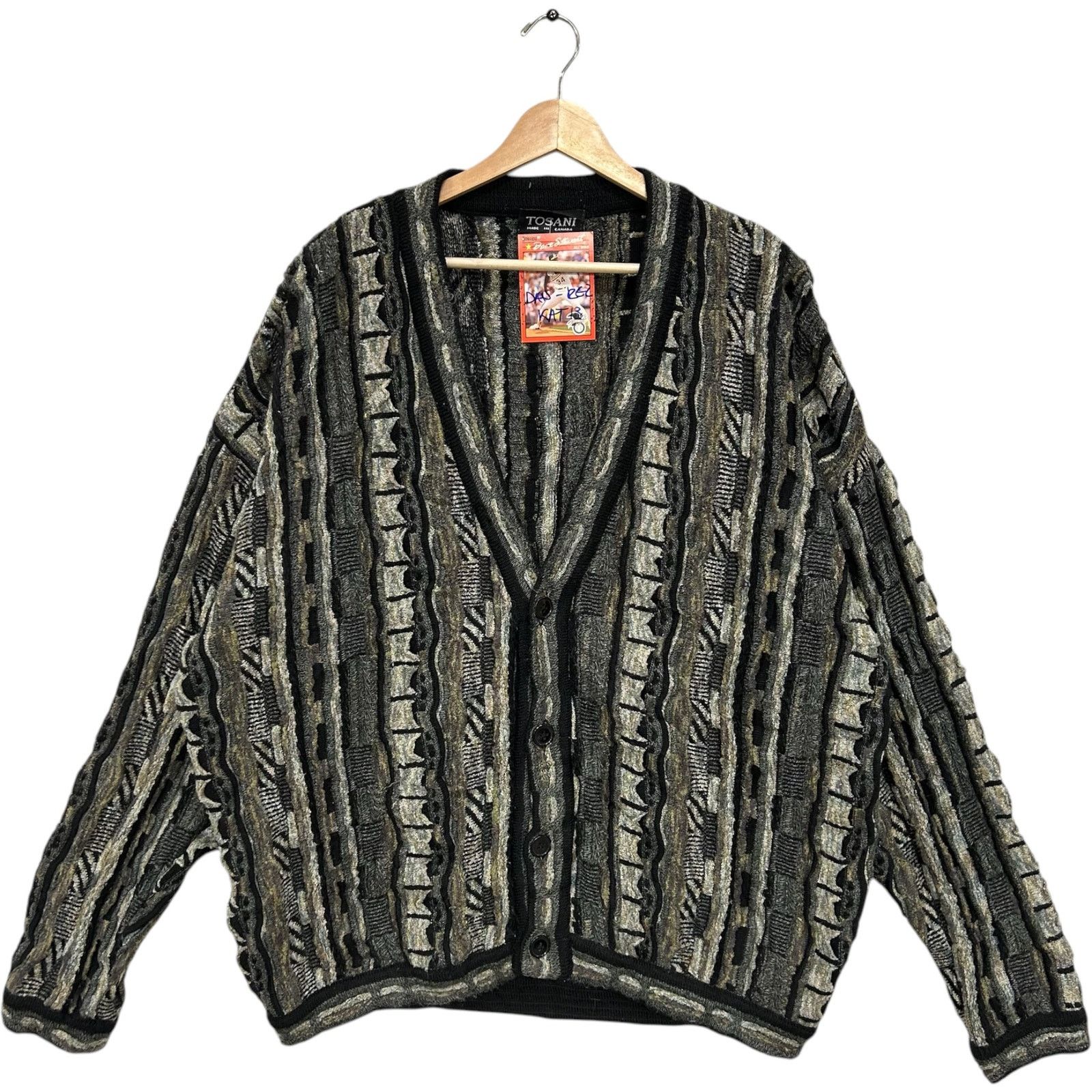 Vintage Vintage Tosani 3D Knit Cardigan Sweater Large Size US L / EU 52-54 / 3 - 1 Thumbnail