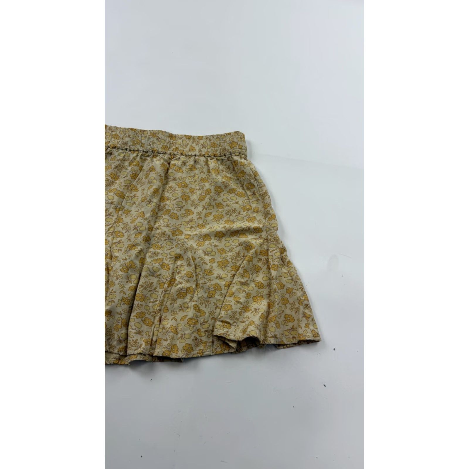 Madewell Madewell Skirt Women Short A-Line 2XS Beige Yellow Floral Mini Elastic Waist Ruffle Hem Viscose Casual Womens Size 24" / US 00 / IT 34 - 2 Thumbnail