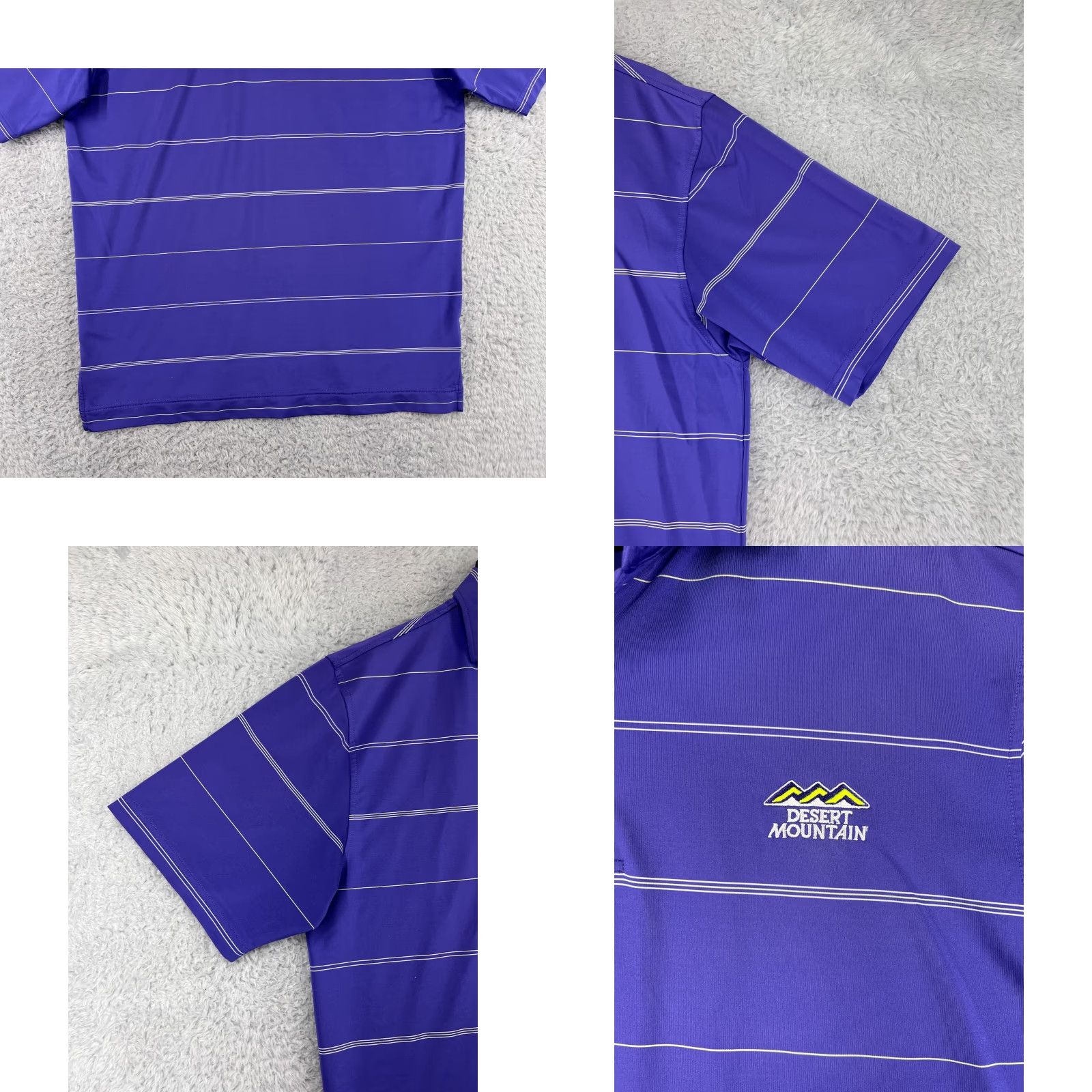 Footjoy FootJoy Polo Shirt Mens M Purple Striped 100% Polyester Regular Short Sleeve Golf Logo Size US M / EU 48-50 / 2 - 8 Thumbnail