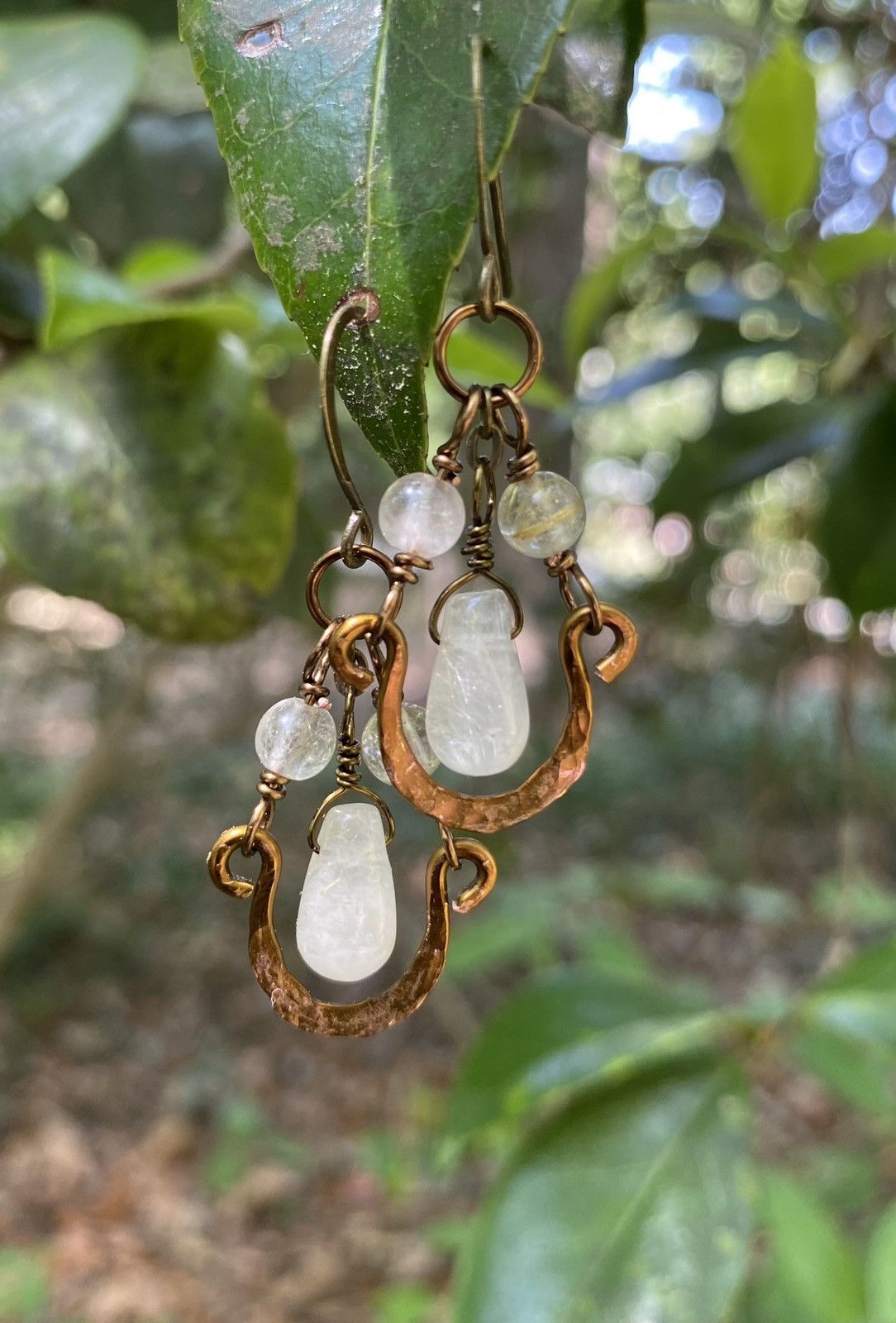 Handmade Quartz Drop Hoop Earrings Size ONE SIZE - 2 Thumbnail