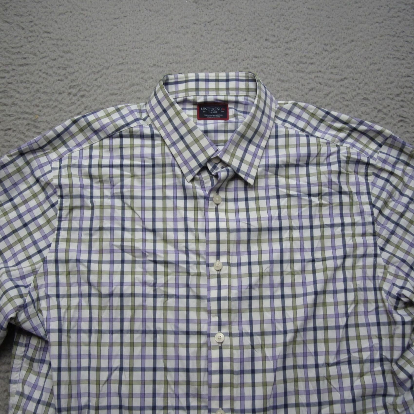 UNTUCKit UNTUCKit Shirt Mens L Purple Plaid Performance Button-Down Stretch Casual Shirt Size US L / EU 52-54 / 3 - 4 Thumbnail