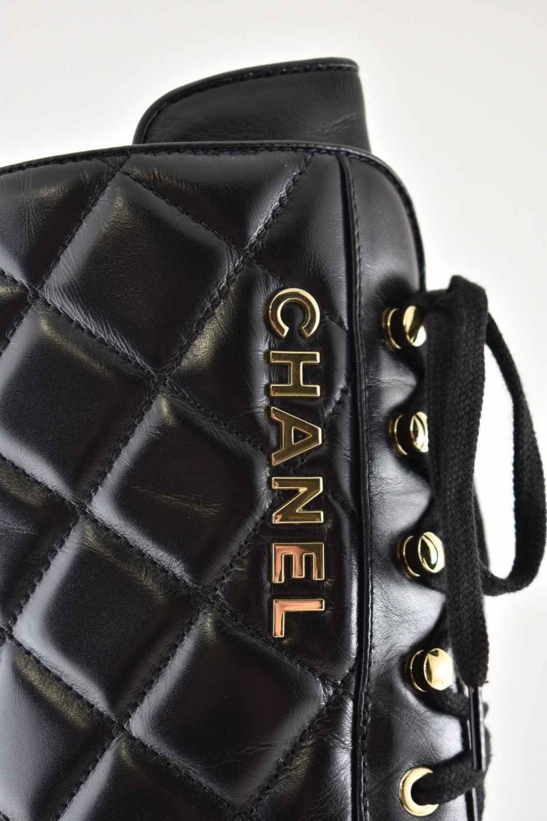 Chanel 24K Quilted Leather CC Combat Lace Military Tall Boot 38.5 Size US 8.5 / IT 38.5 - 5 Thumbnail