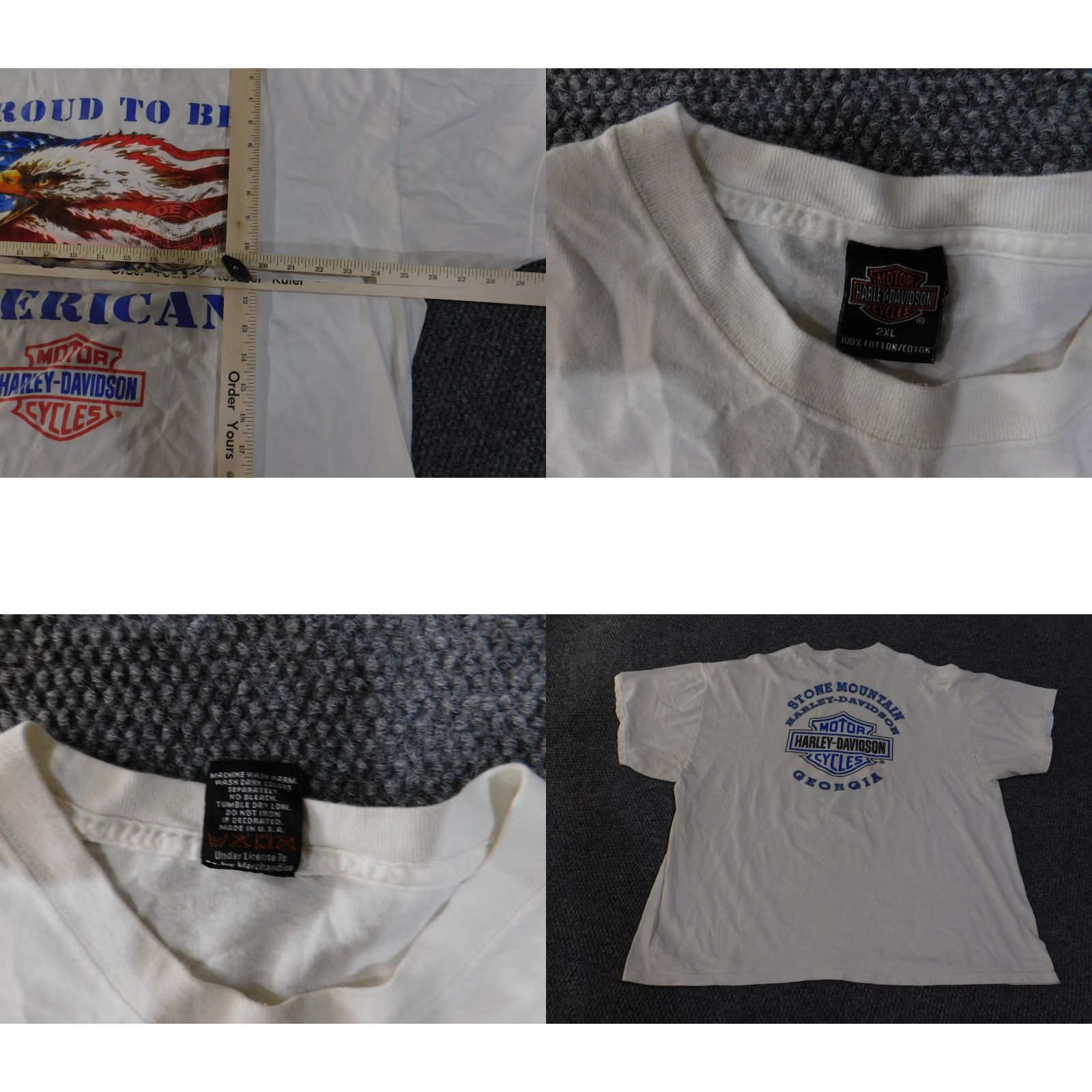 Harley Davidson VINTAGE Harley-Davidson Shirt Mens 2XL Proud To Be American Eagle USA 90s Tee Size US XXL / EU 58 / 5 - 8 Thumbnail