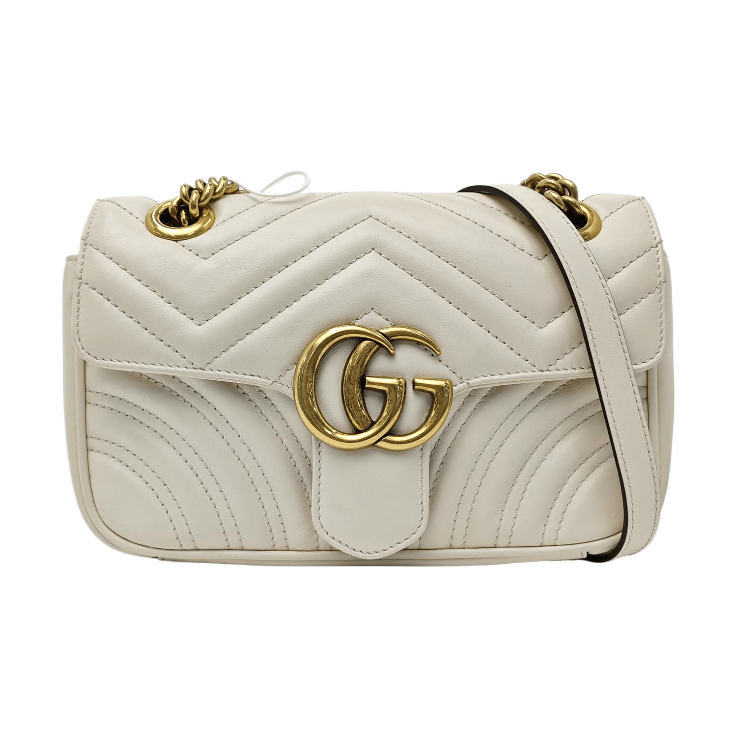 Gucci Gucci GG Marmont White Quilted Leather Shoulder Bag Size ONE SIZE - 1 Thumbnail