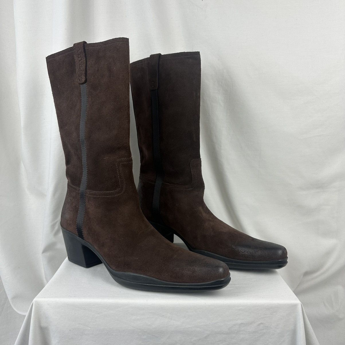 Prada Prada Brown Suede Mid Calf Western Boots Size US 11 / IT 41 - 1 Thumbnail