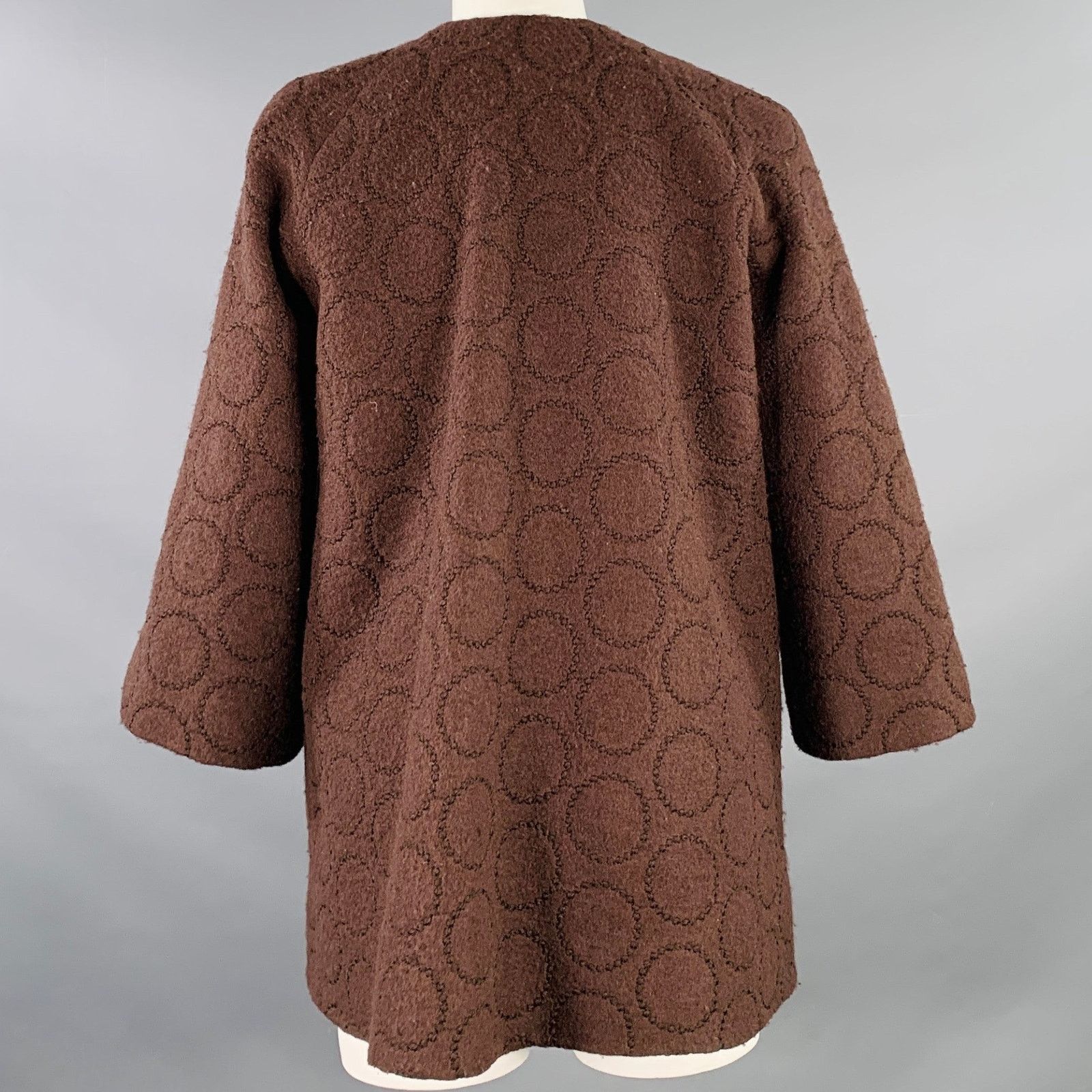 Other LIZ LOGIE Brown Wool Blend Embroidered Circles Raglan Jacket Size M / US 6-8 / IT 42-44 - 5 Thumbnail